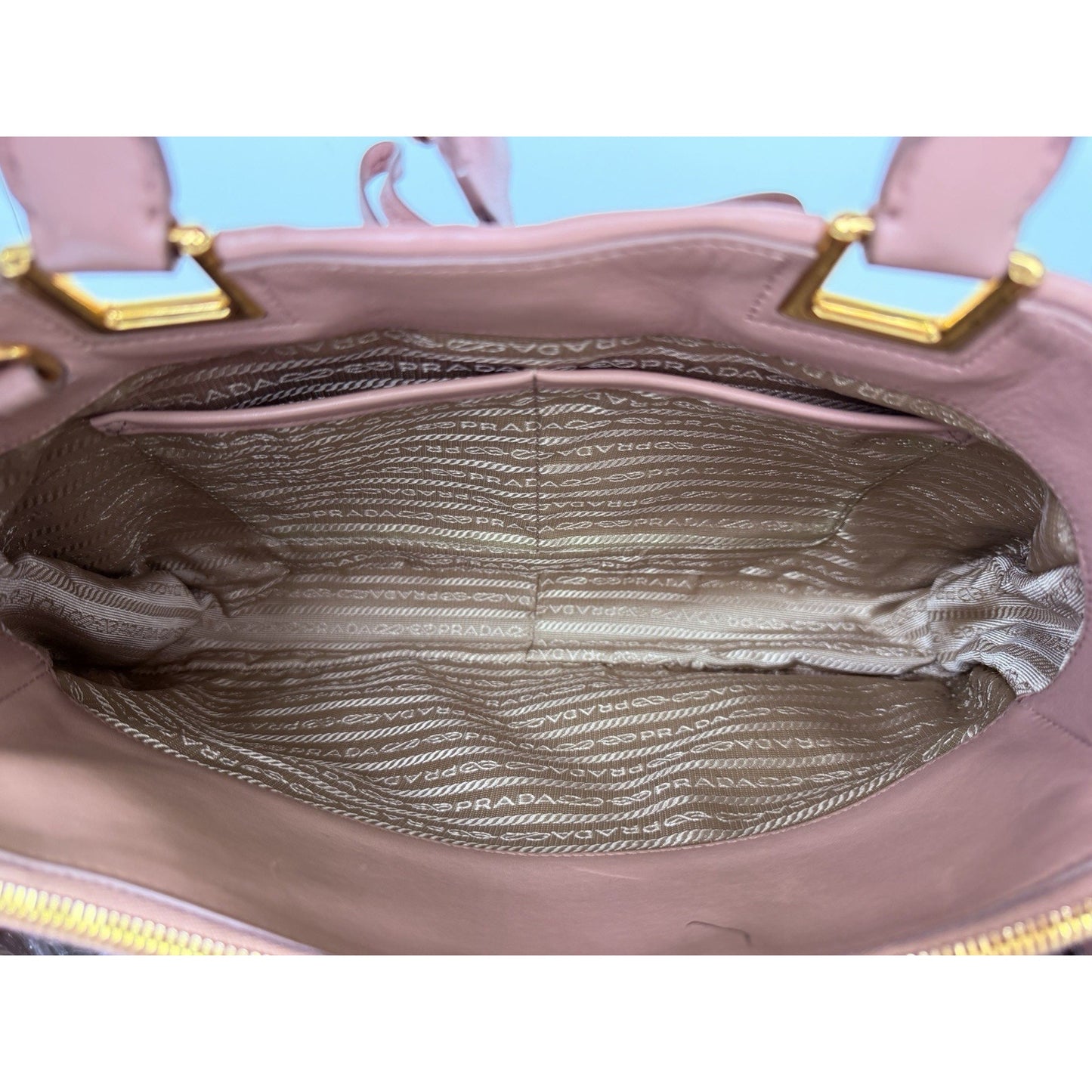 Prada Vitello Bow Satchel On Calf Leather Pink Handbag S05