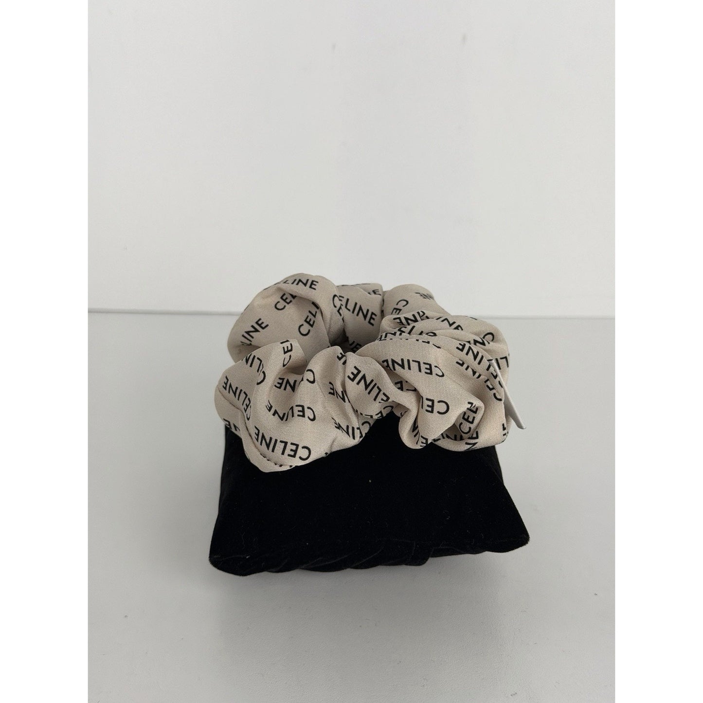Celine Rayure Scrunchie in Silk and Brass with a Gold Finish