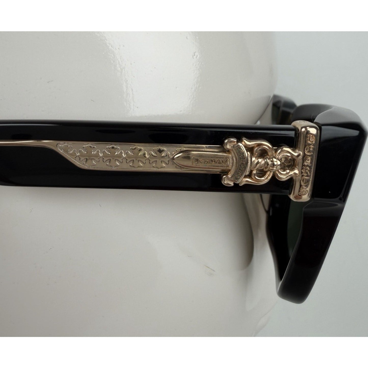 Chrome Hearts Box Officer Square Sunglasses 56 in Black with Dark Green Lenses