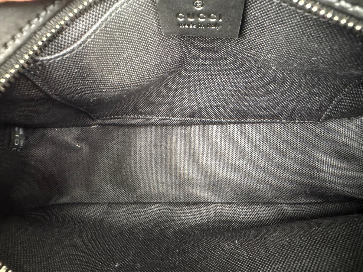 Gucci Web Camera Men's Shoulder Bag Small in Black GG Supreme Coated Canvas YS23