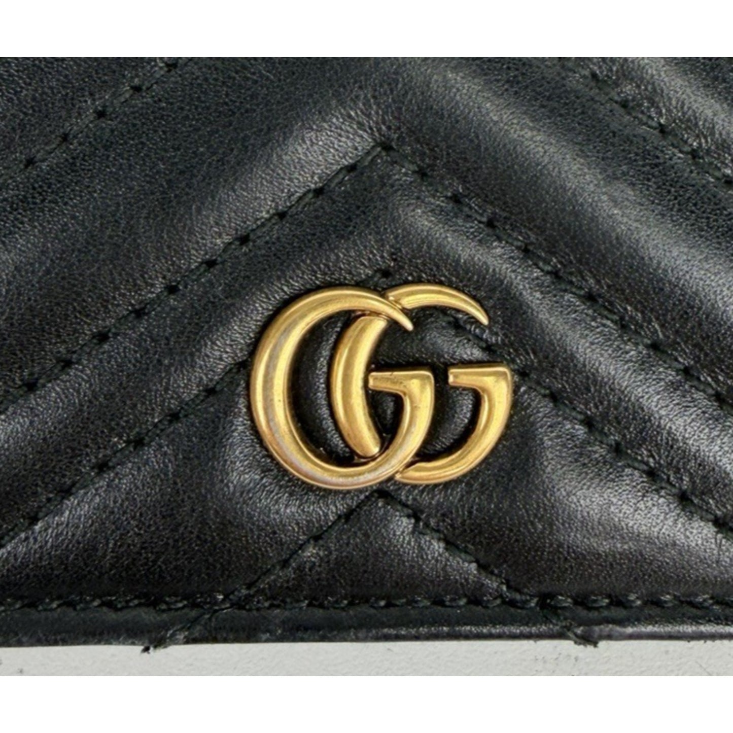 Gucci GG Marmont Matelasse Leather Card Case Wallet in Black K-3