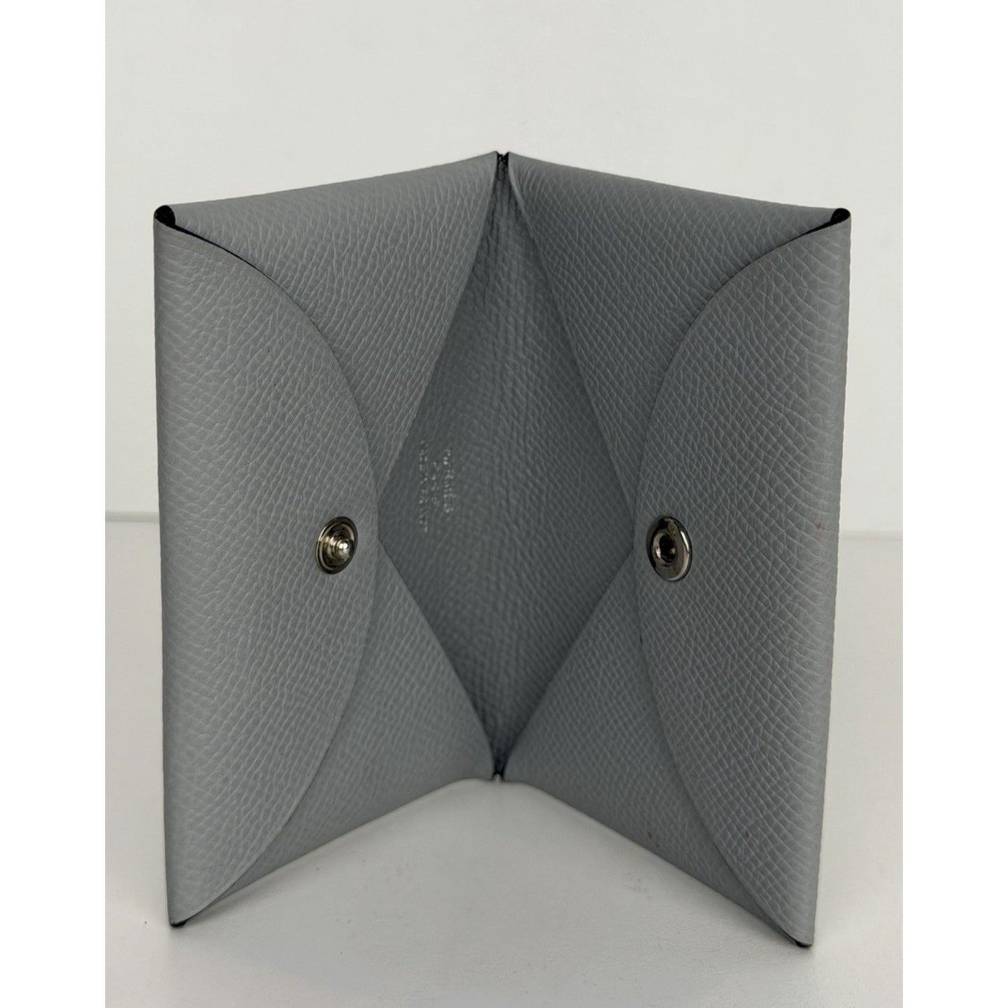Hermes Calvi Duo Compact Card Holder in Grey Epsom Leather