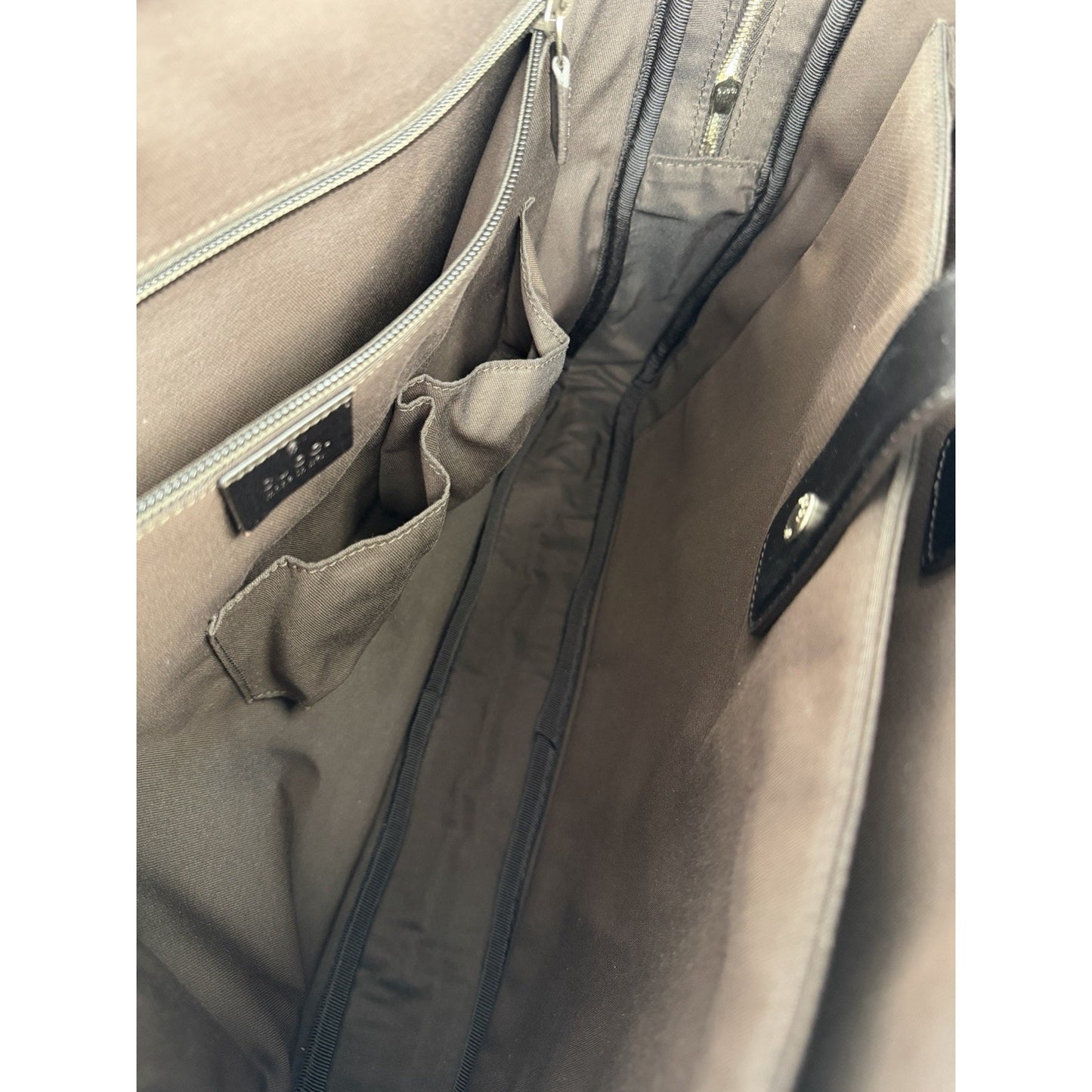 GUCCI Guccissima GG Unisex Brown Leather Briefcase Large S