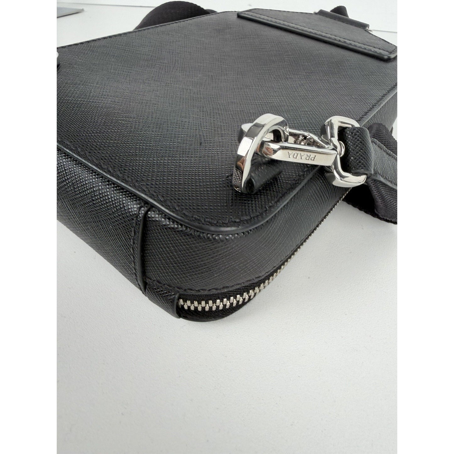 Prada Brique Saffiano Leather Shoulder Bag Black