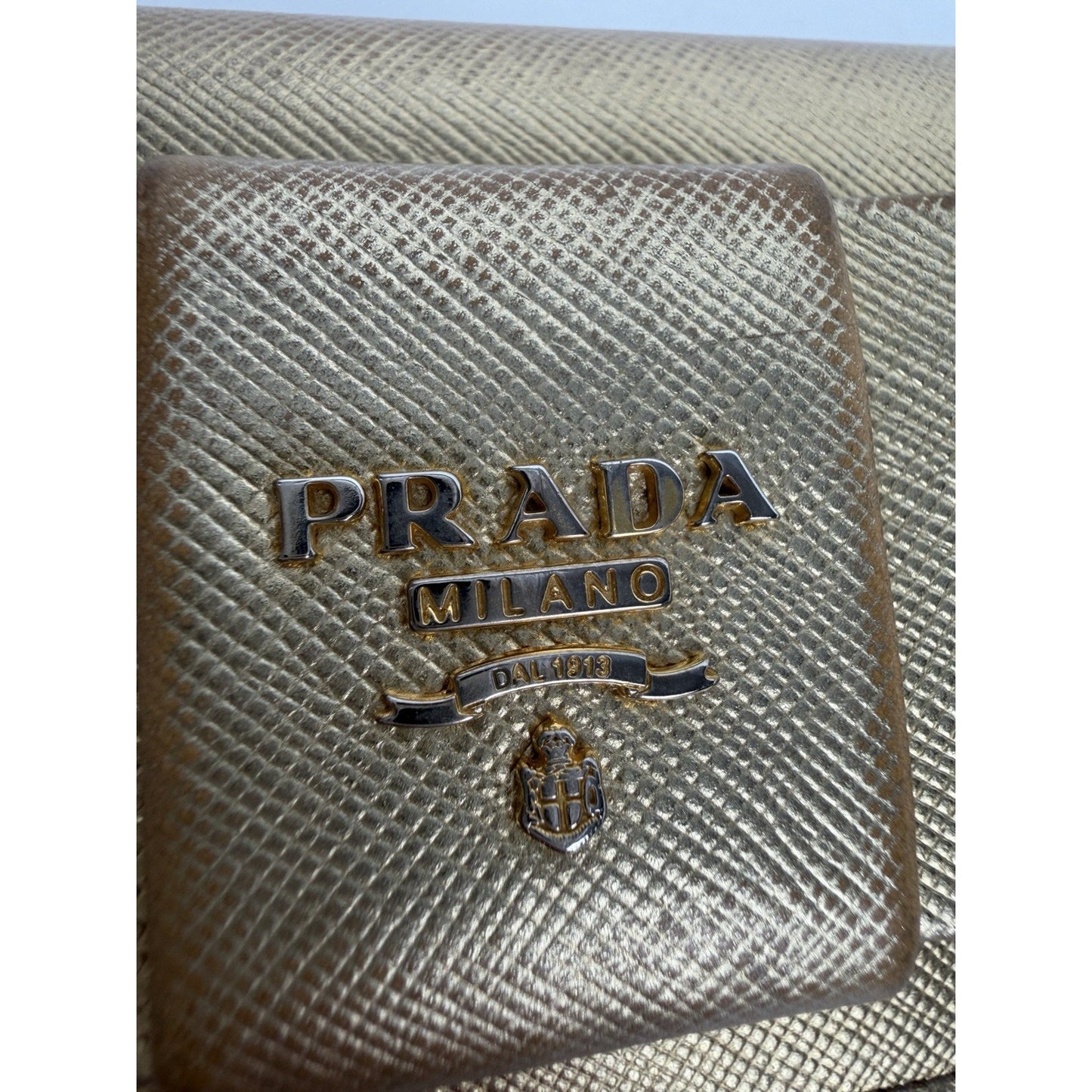 Prada Saffiano Bow Continental Wallet in Crosshatch-Textured Calf Leather