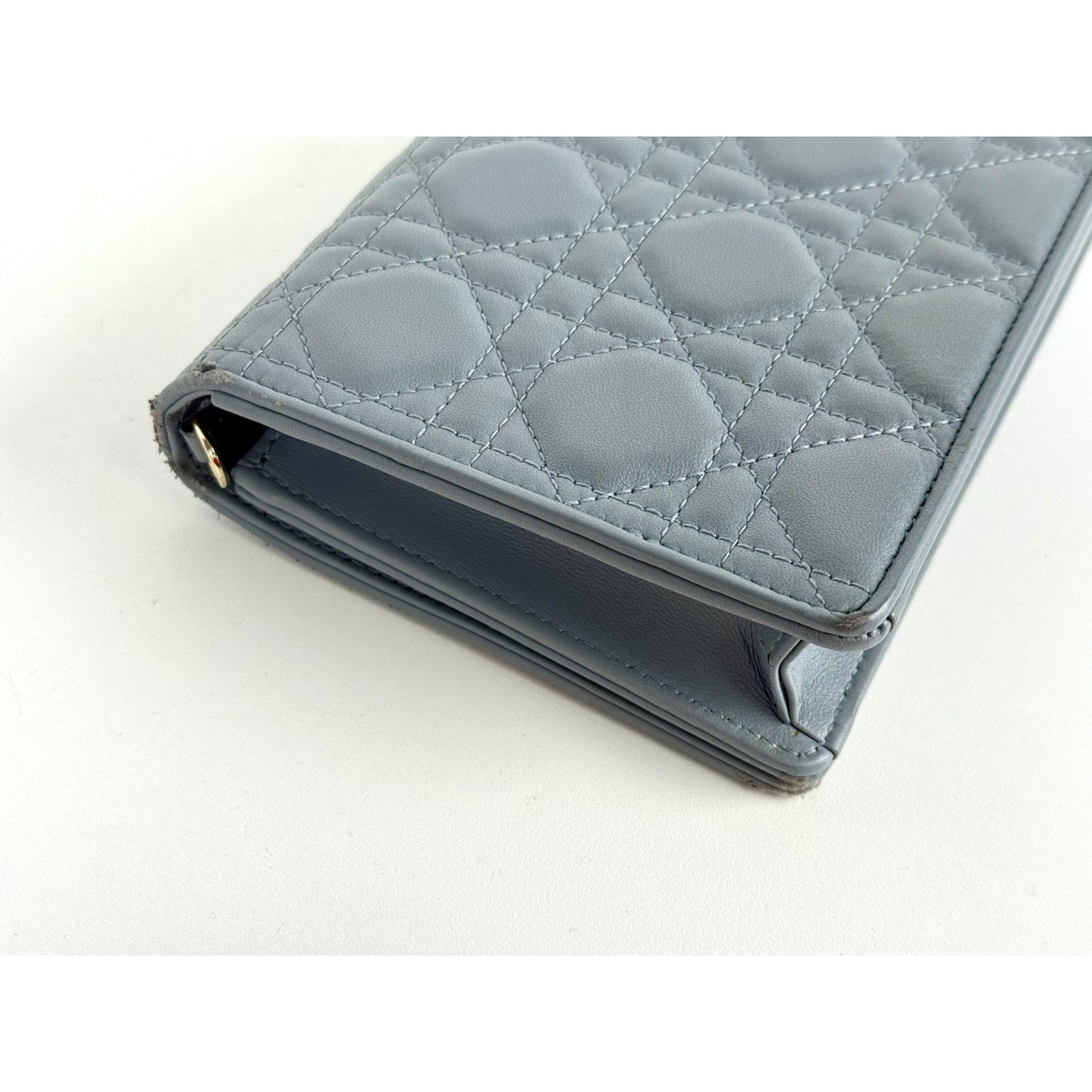 Christian Dior Lady Dior Chain Wallet Lambskin Cloud Blue B-9