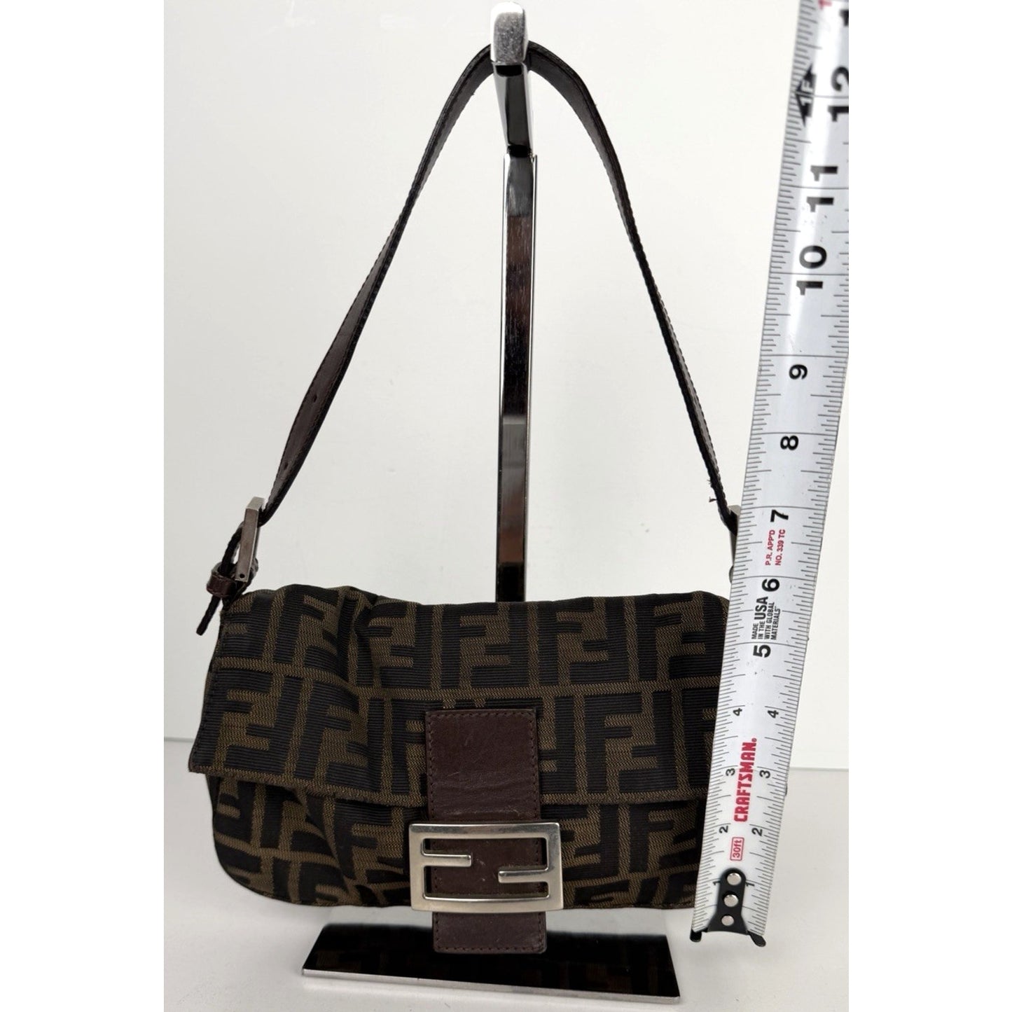 Fendi Zucca Mini Mamma Baguette Shoulder Bag in Brown FF Logo Canvas S