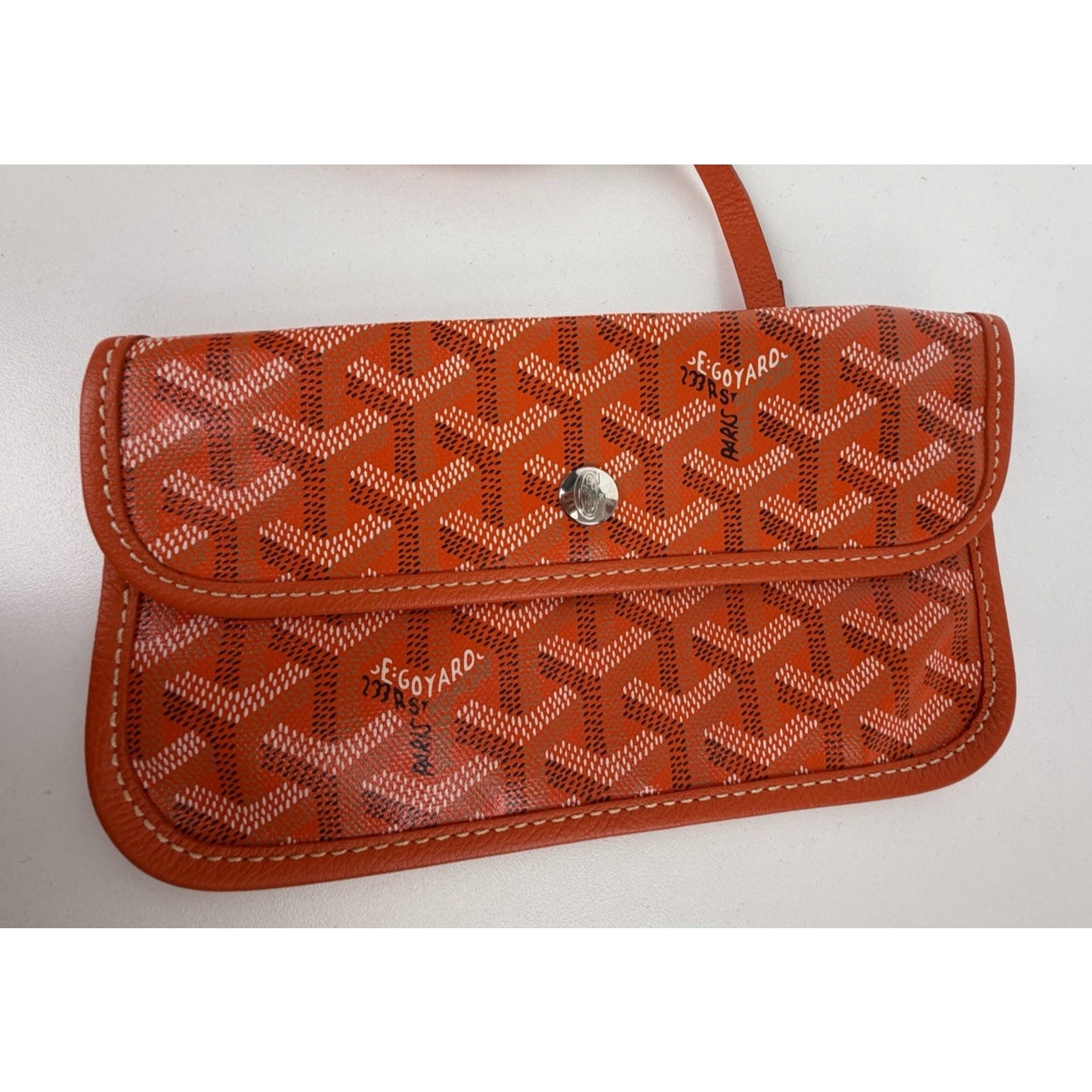 Goyard Saint Louis PM Tote Bag in Orange Goyardine Coated Canvas Leather Trim E5