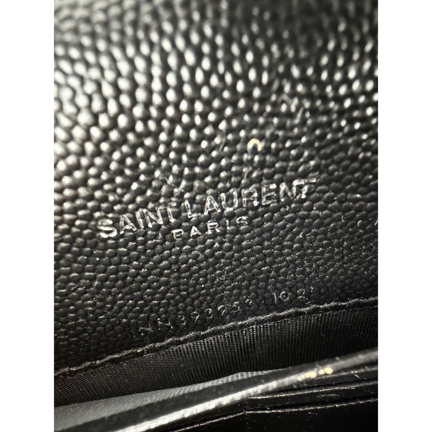 Saint Laurent Cassandre Chain Wallet Bag Small Black Grain de Poudre Leather S12