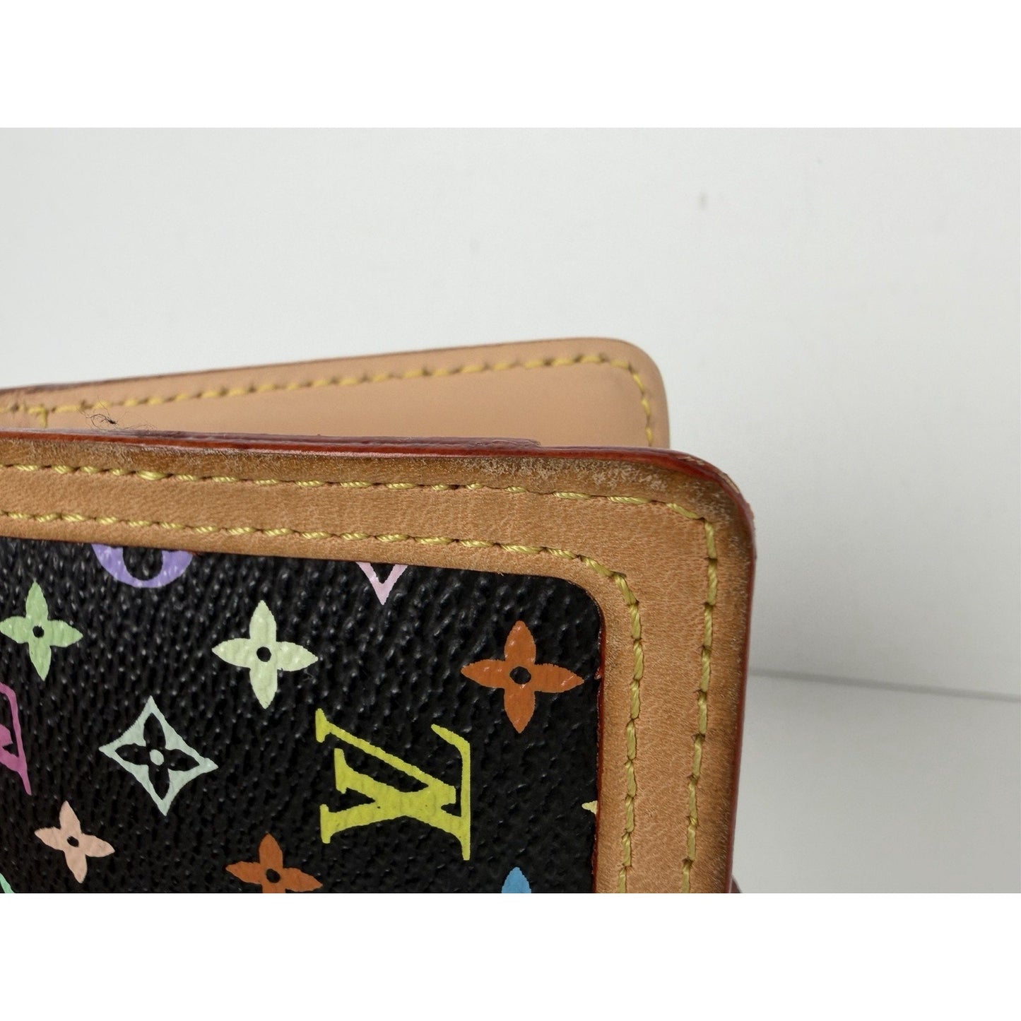 Louis Vuitton Monogram Multicolor French Purse Wallet in Black Canvas 2007