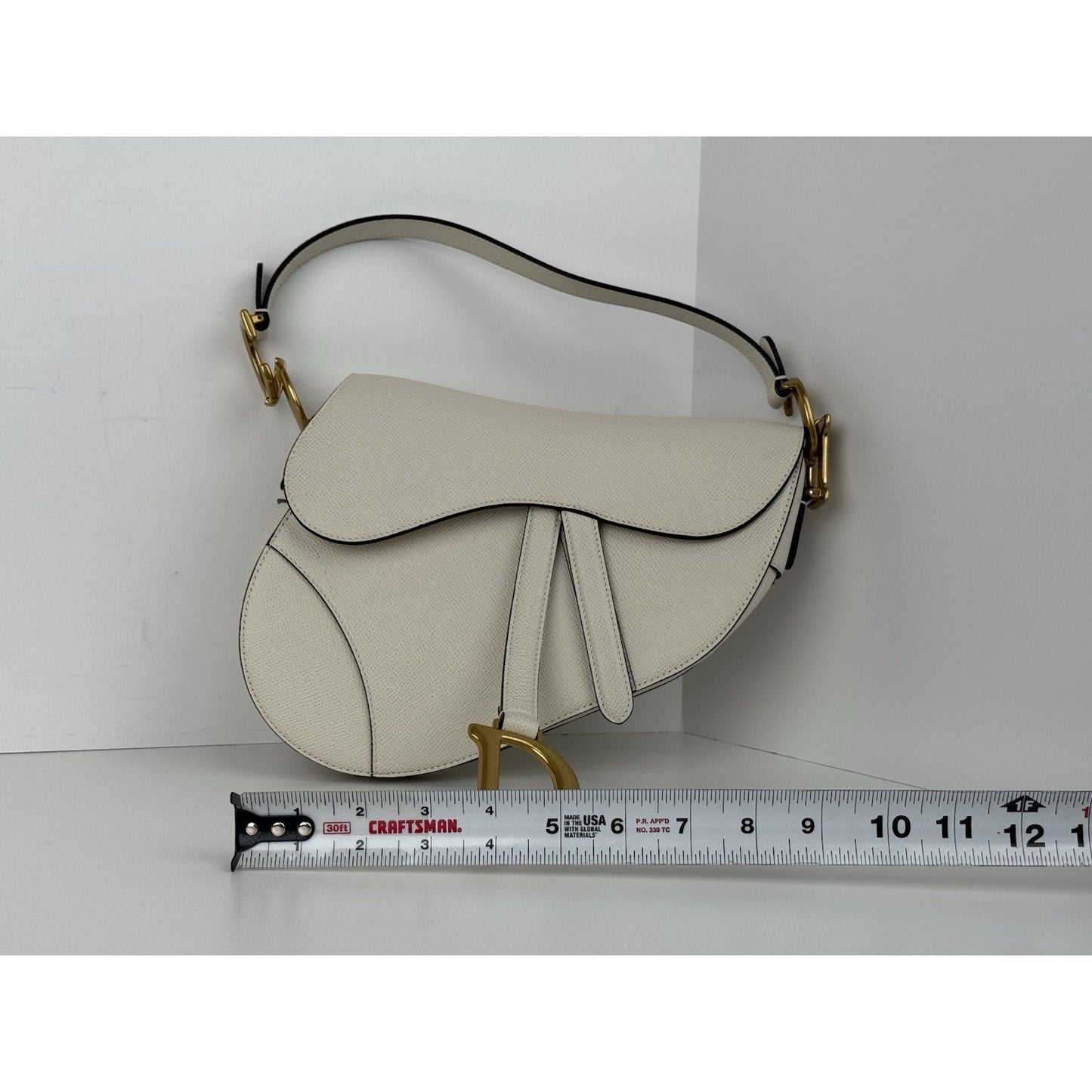 Christian Dior Medium Saddle White Leather Shoulder Bag