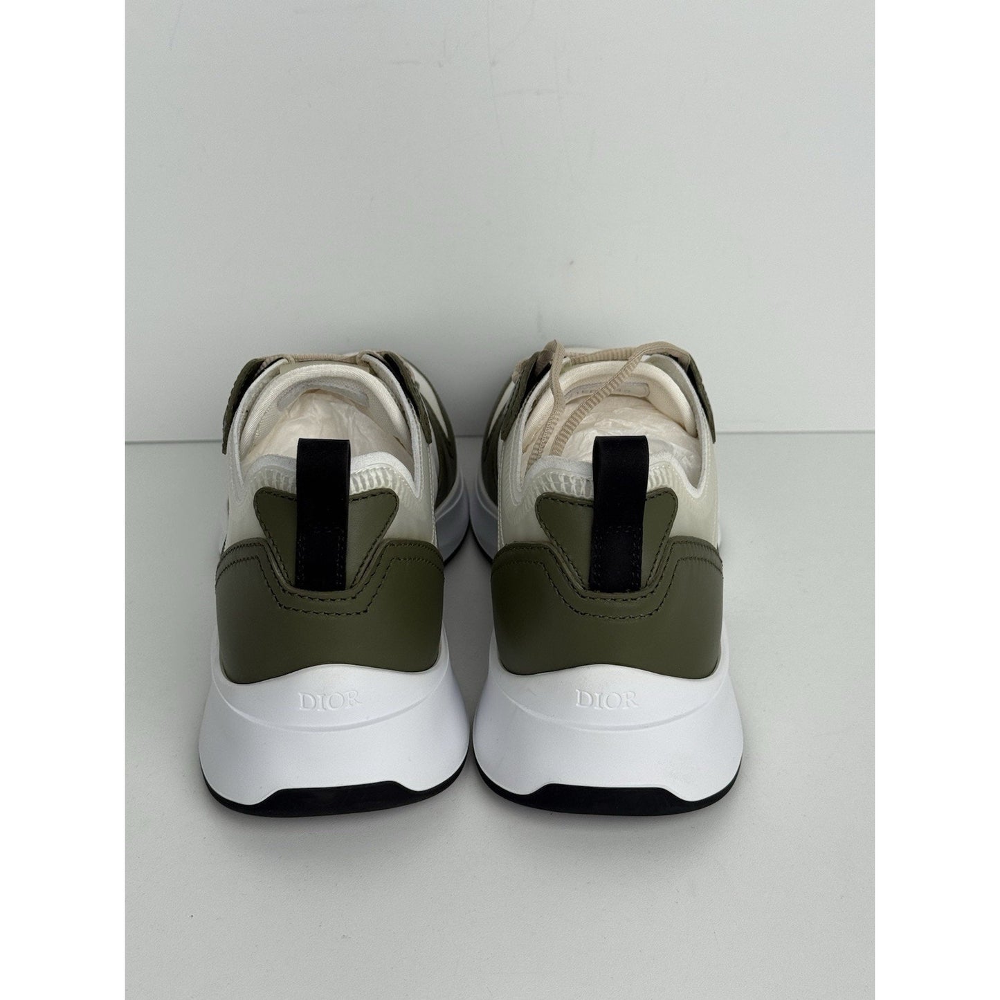 Dior Men’s Sneakers with Green Leather Accents, Size 42