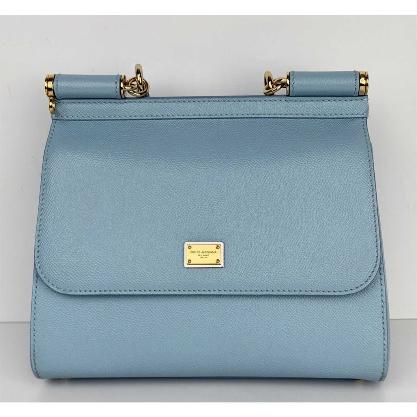 Dolce & Gabbana Sicily Bag Medium in Light Blue Leather Handbag C-1