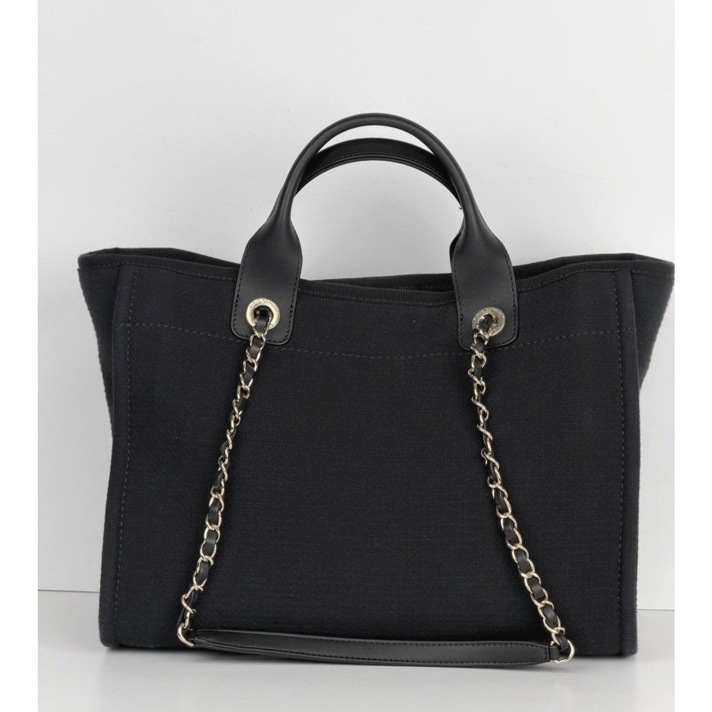 Chanel Deauville Shopping Tote Bag in Black Canvas NFC Small with Pouch E2