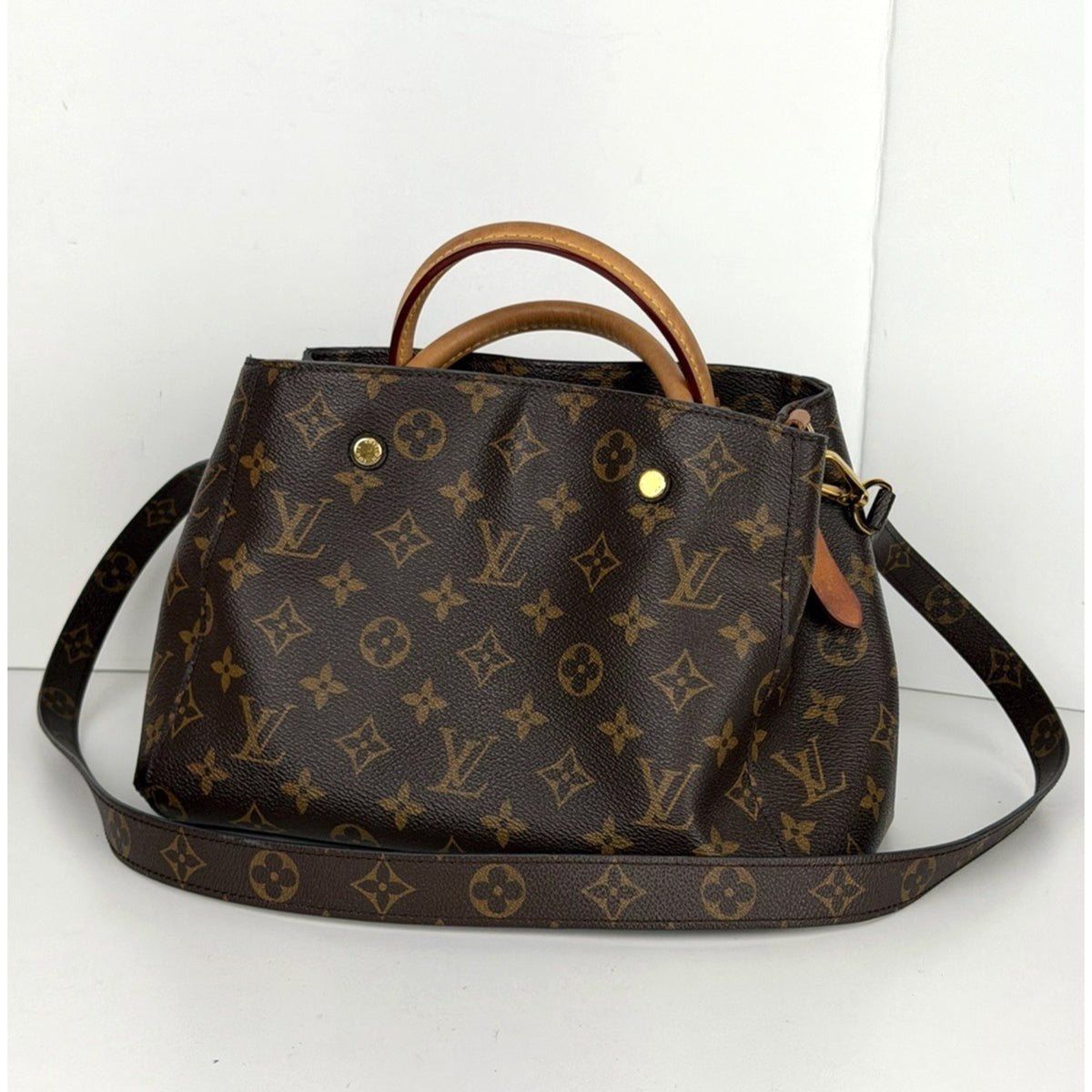 Louis Vuitton Montaigne BB Top-Handle Bag in Brown Coated Canvas 2019 S-02