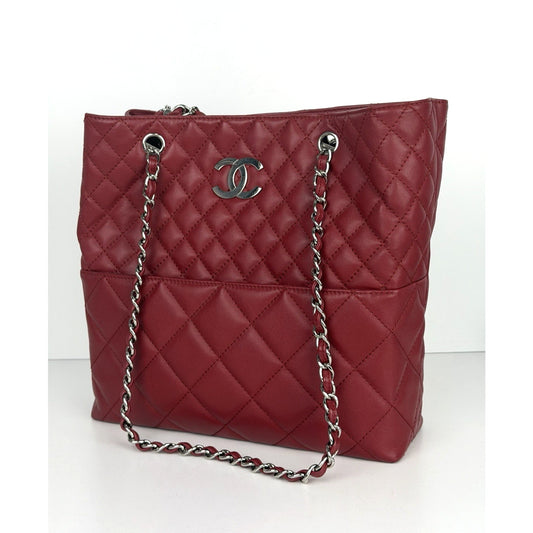 Chanel In The Business Tote Bag Medium in Red Leather Silver Hardware 2011 E-1