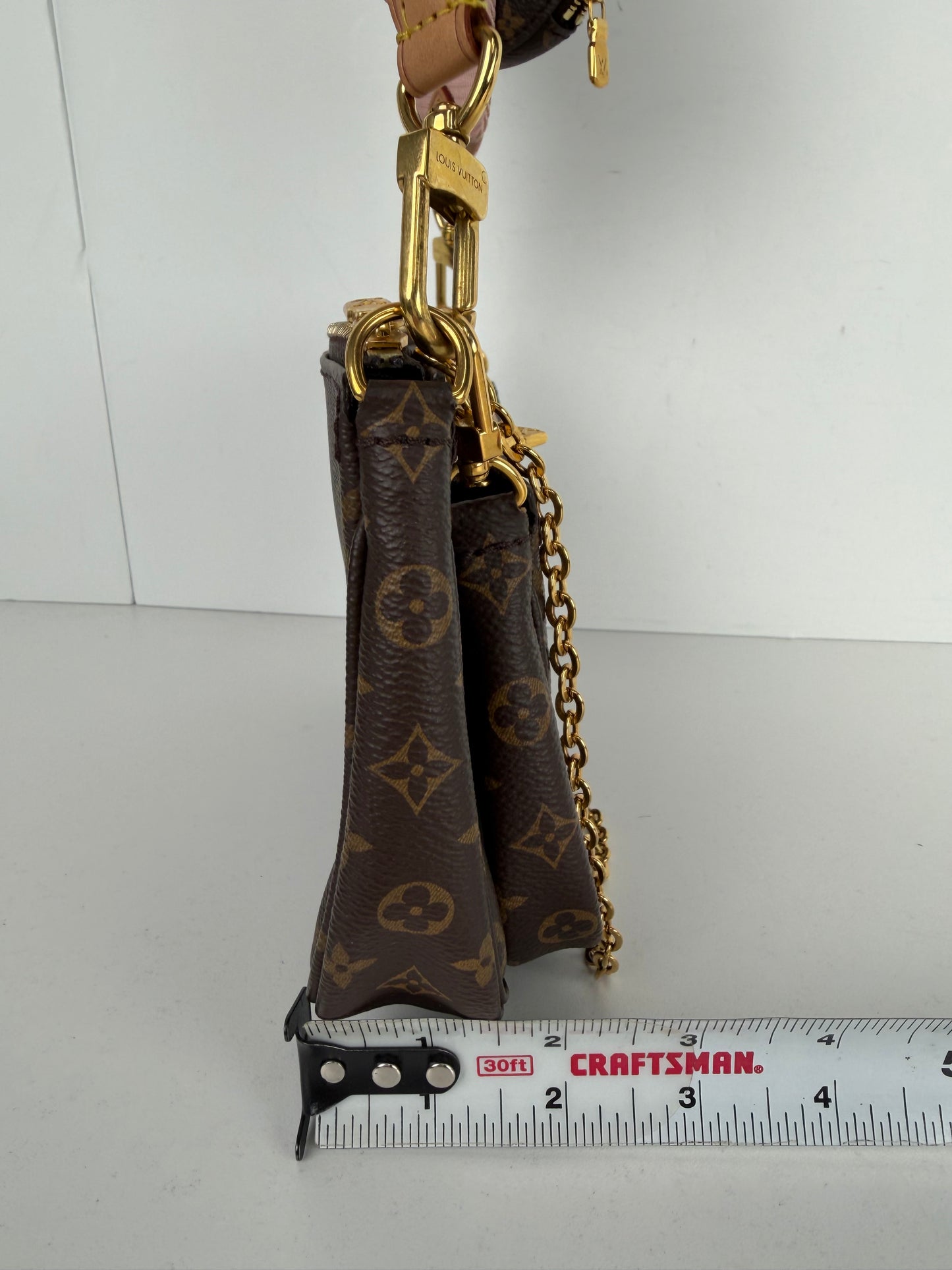 Louis Vuitton Multi Pochette Bag in Pink & Brown LV Monogram Coated Canvas NFC C-9