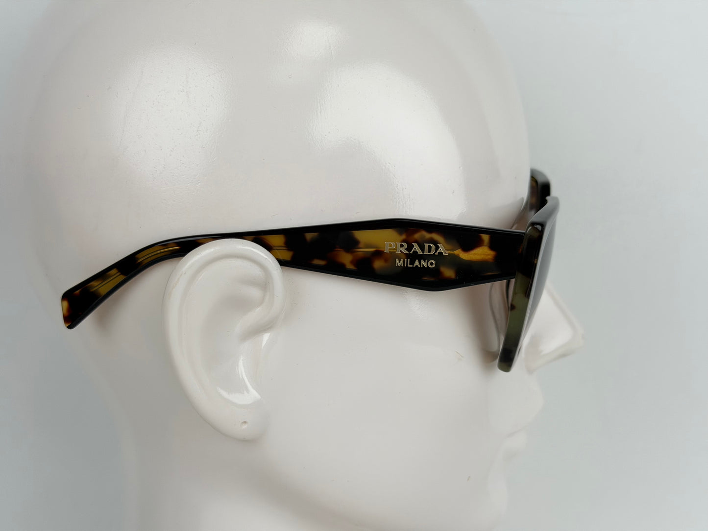 Prada PR15WS Rectangular Sunglasses in Black/Medium Tortoise Frame with Gray Gradient Lenses YK-3