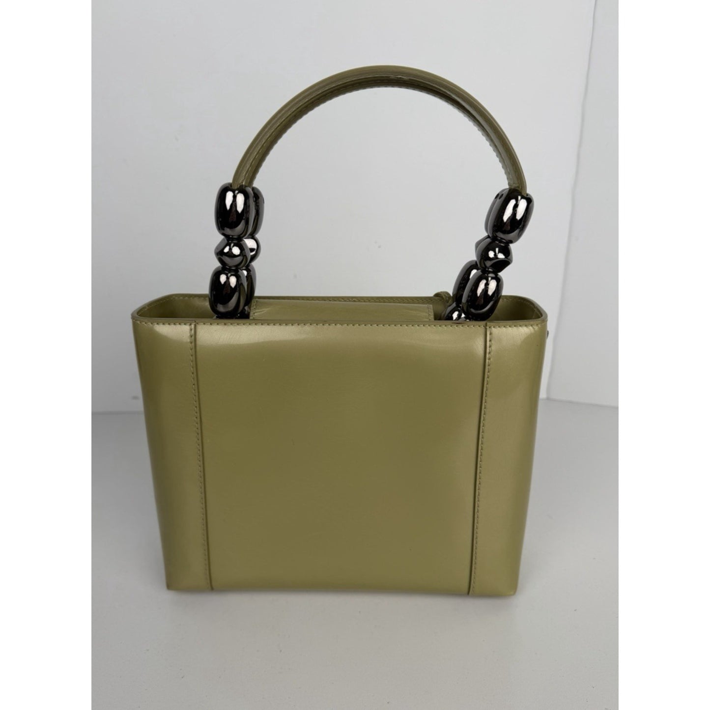 Christian Dior Malice Tote Bag Small Vintage Olive Green Patent Leather 2000 S