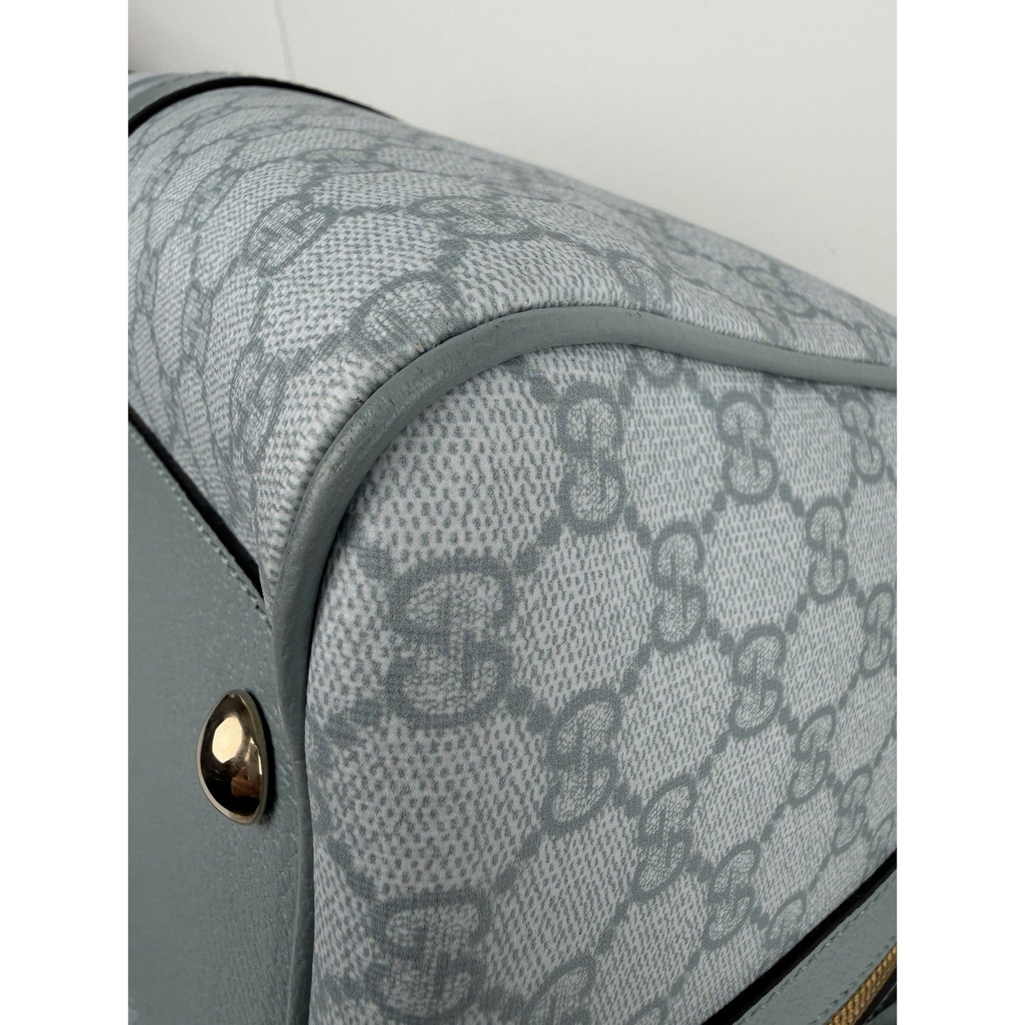 Gucci Ophidia Medium Duffle Bag in Blue GG Supreme Canvas and Leather