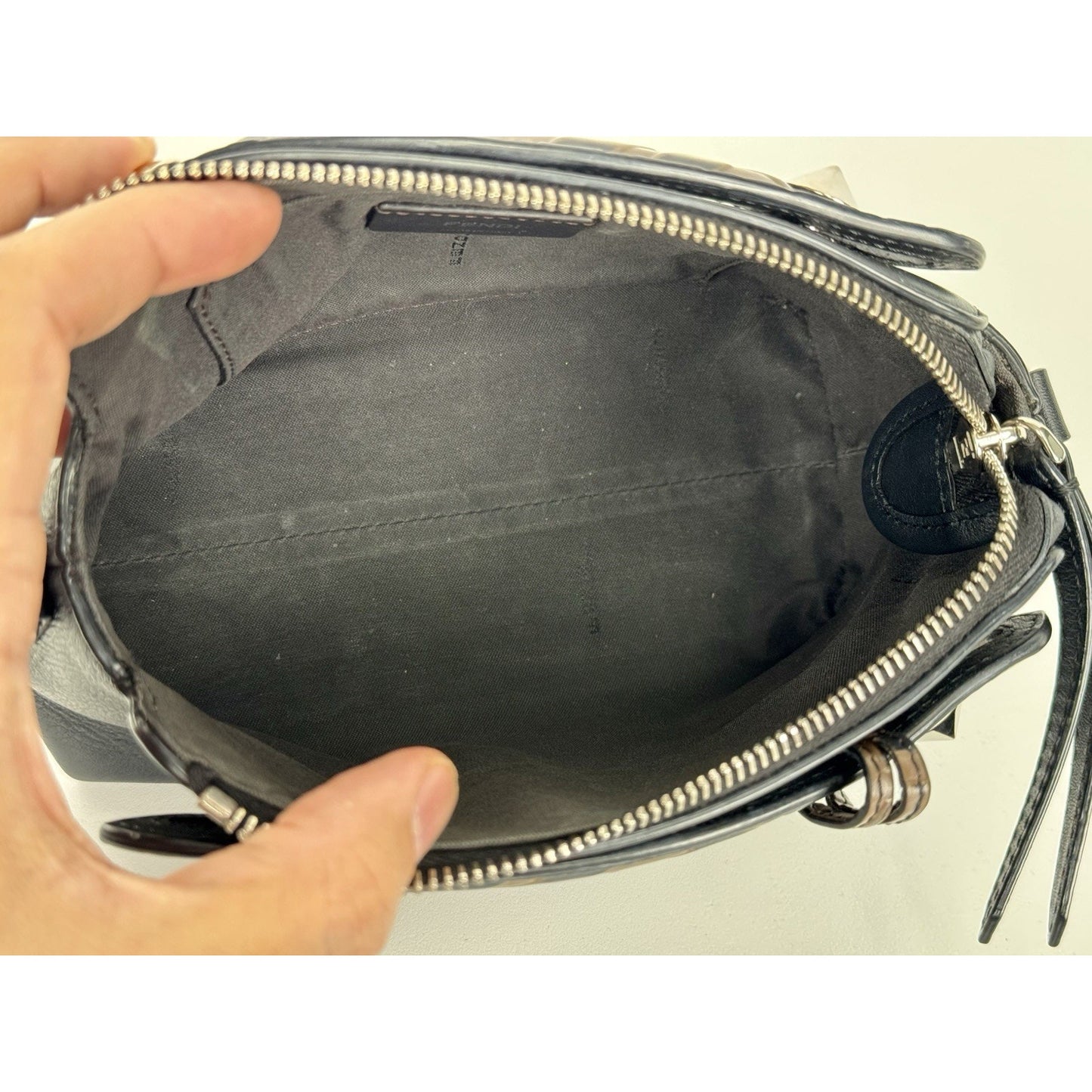 Fendi By The Way Mini Bag Black Leather Brown Trim B-1