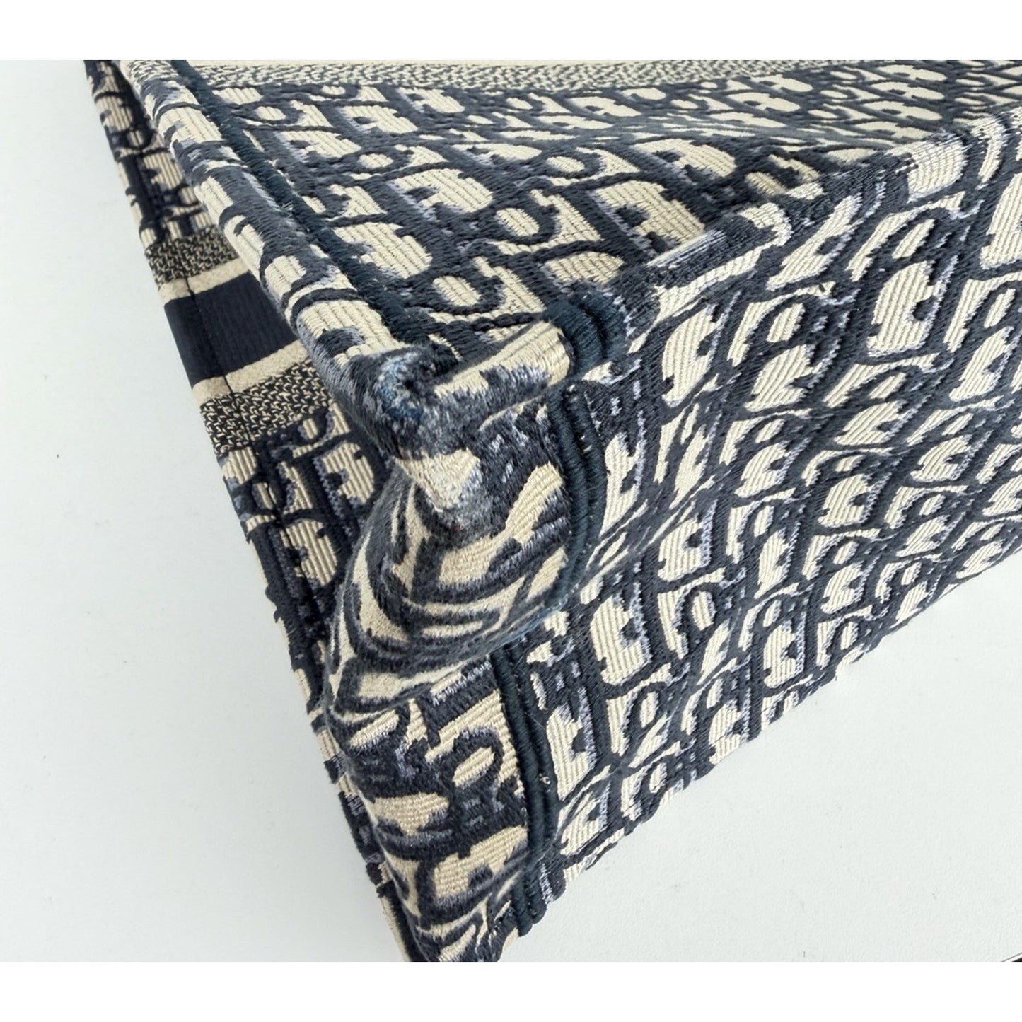 Christian Dior Oblique Book Tote Large Bag in Blue Beige Embroidered Canvas B9