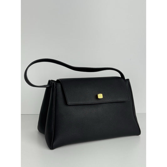 Khaite Audrey Shoulder Bag in Black Grained Leather D-9