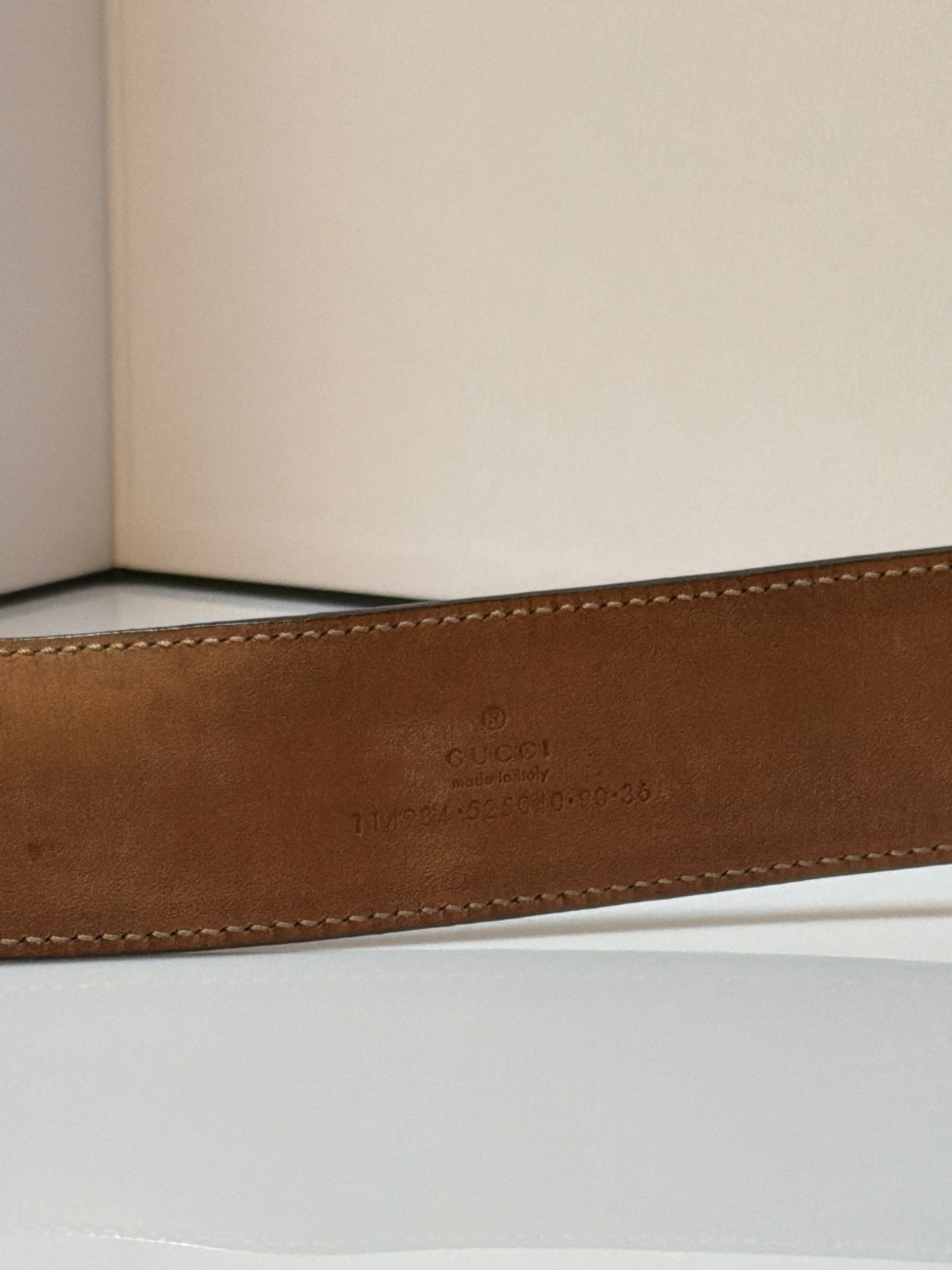 Gucci Interlocking G Logo Leather Belt Blue 90/36 114984-525040