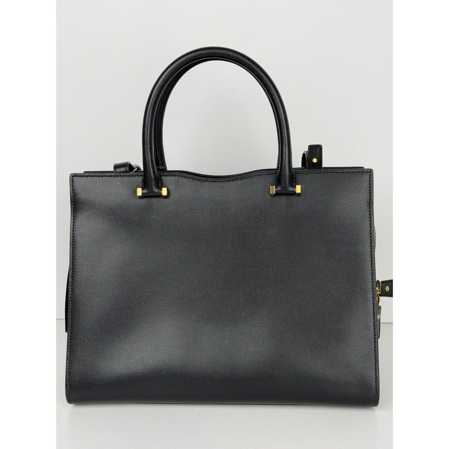 Saint Laurent Uptown Medium Tote Bag in Black Leather with Gold-Tone Hardware S