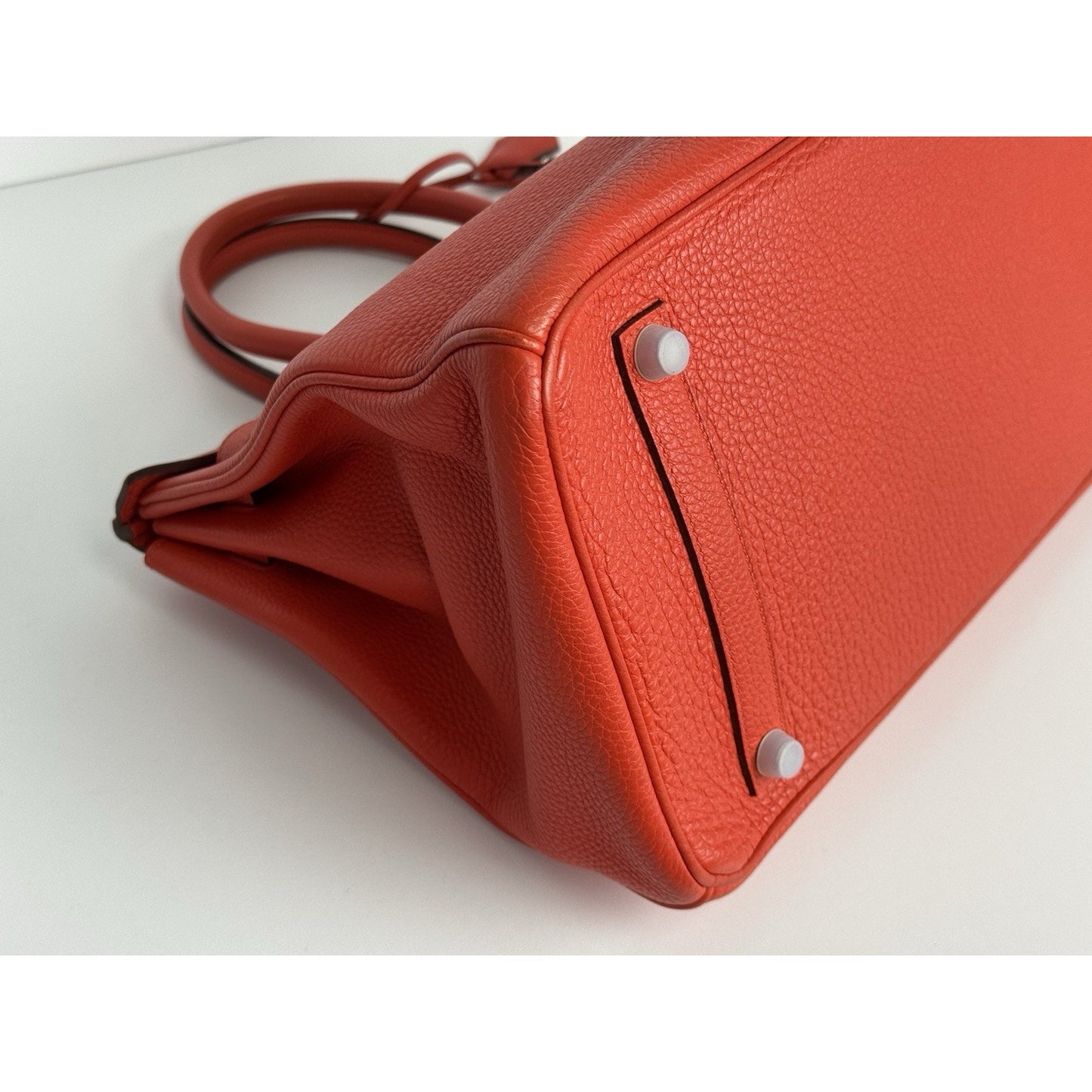Hermes Birkin 35 Handbag in Red Clemence Leather with Palladium Hardware D-4