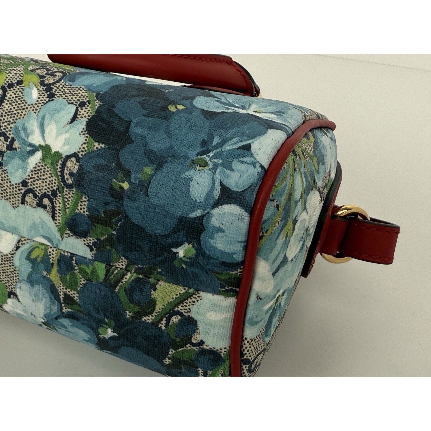 Gucci GG Supreme Blooms Boston Mini Bag with Top Handle and Crossbody Strap