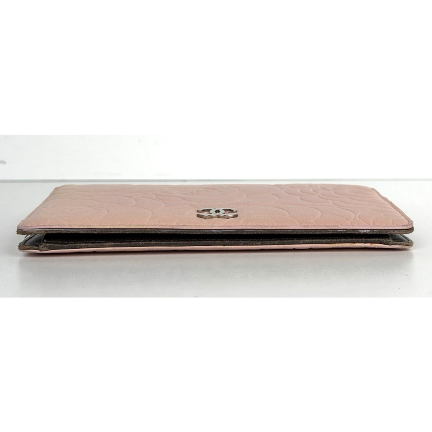 Chanel Pink Lambskin Camellia Embossed Wallet in Pink 2010 K-2