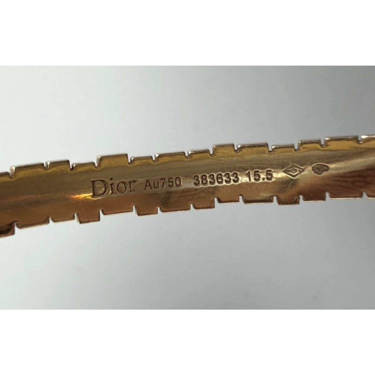 Christian Dior GEM Bangle Bracelet in 18k Gold with Diamonds Size 15.5