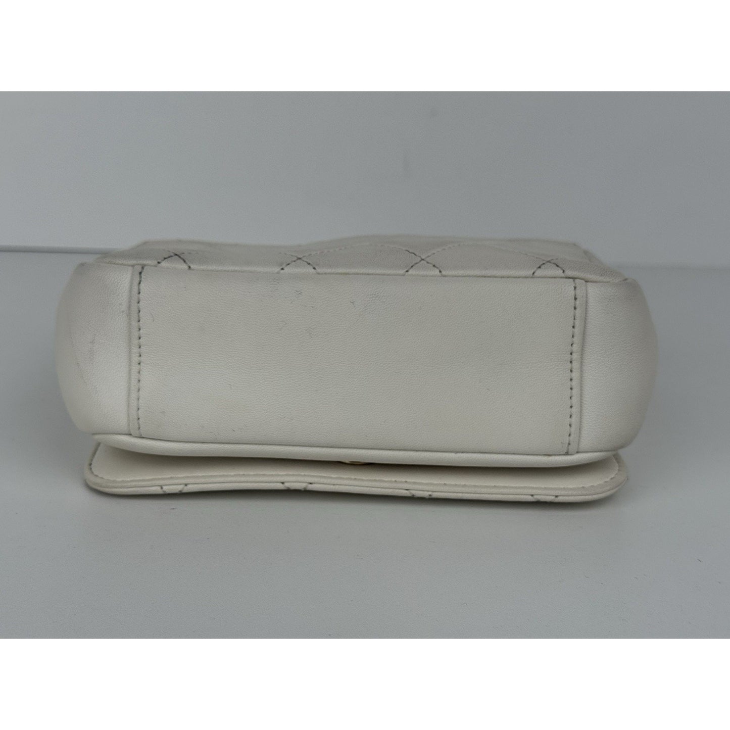 CHANEL White Lambskin Quilted Studded Beauty Begins Flap Shoulder Bag