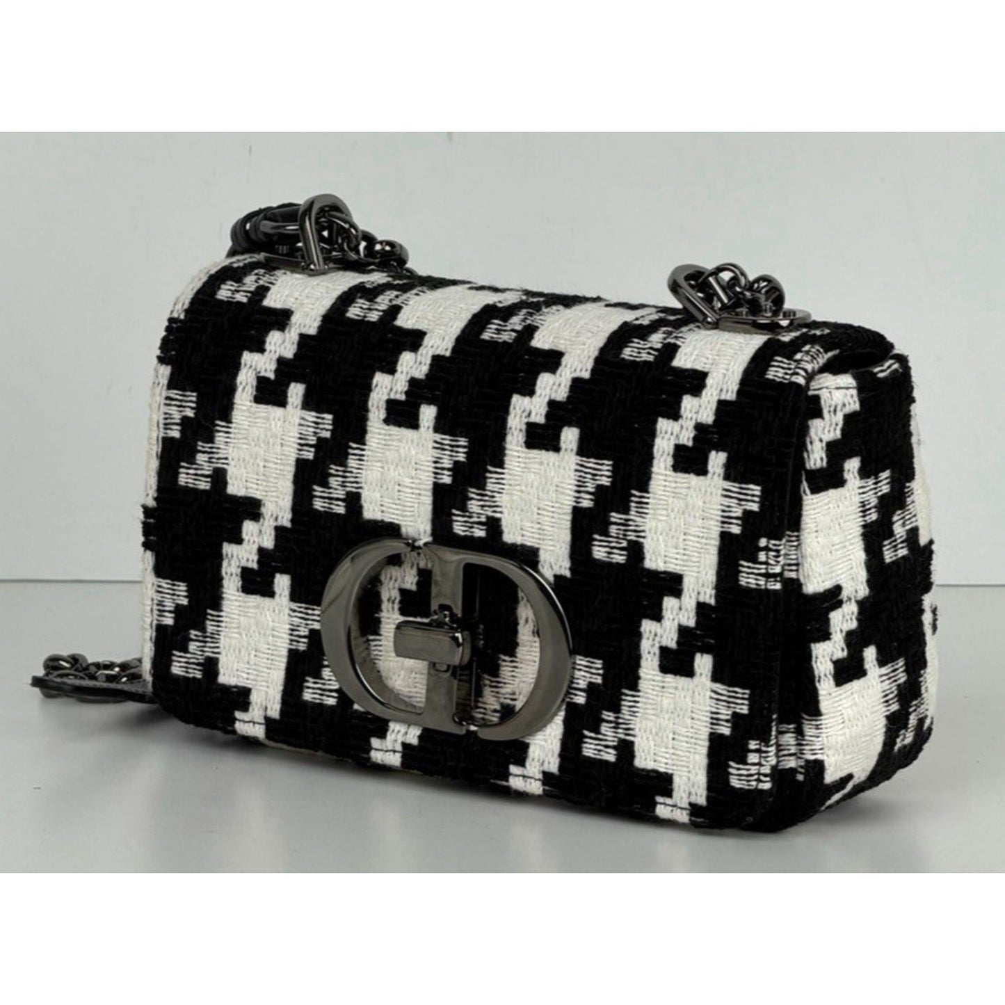 Dior Caro Small Bag in Black and White Macro Technical Canvas "CD" Clasp 2022 S