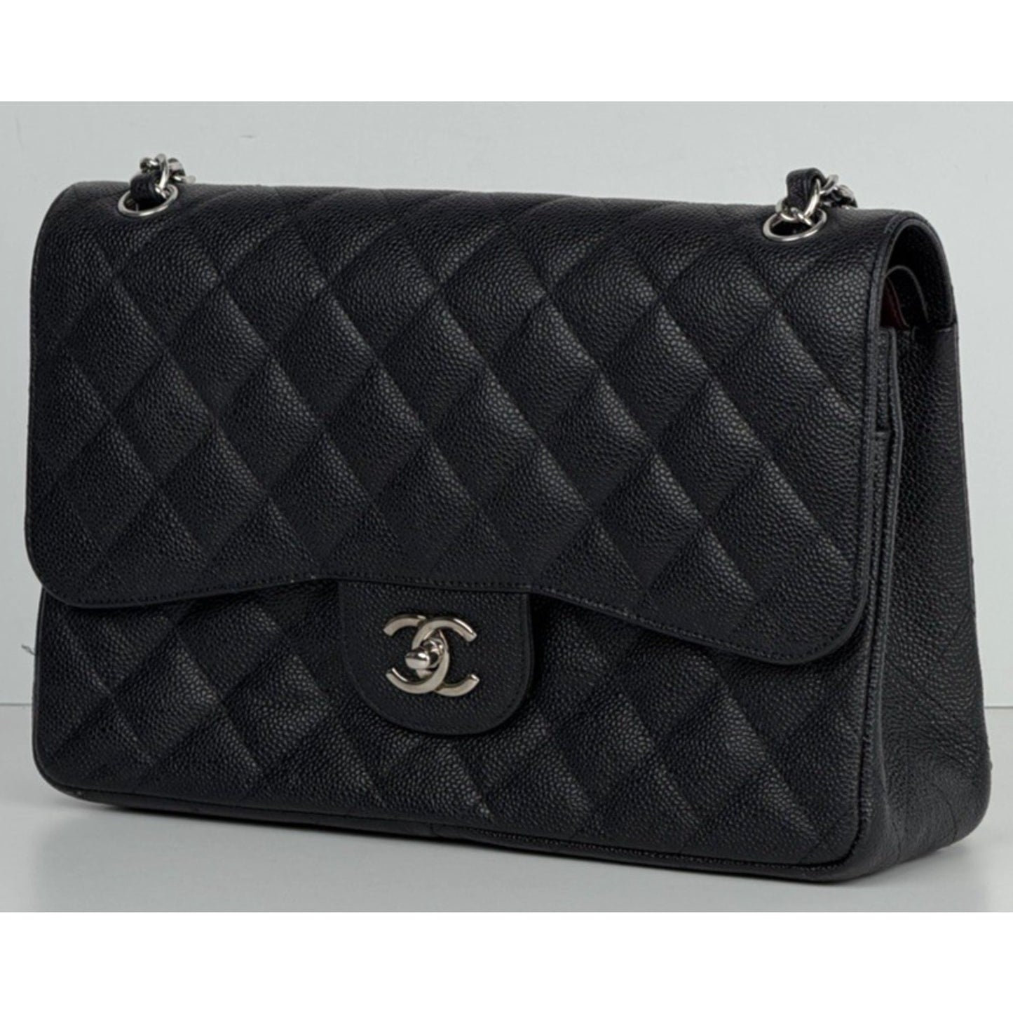 Chanel Classic Double Flap Jumbo Bag in Black Caviar Leather 2014 D-7