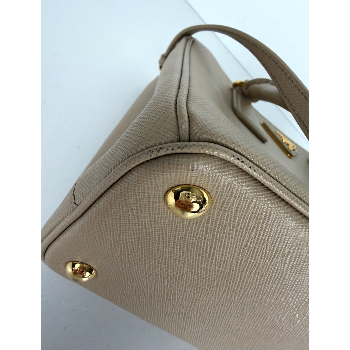 Prada Galleria Small Top Handle Bag in Beige Saffiano Leather C-9