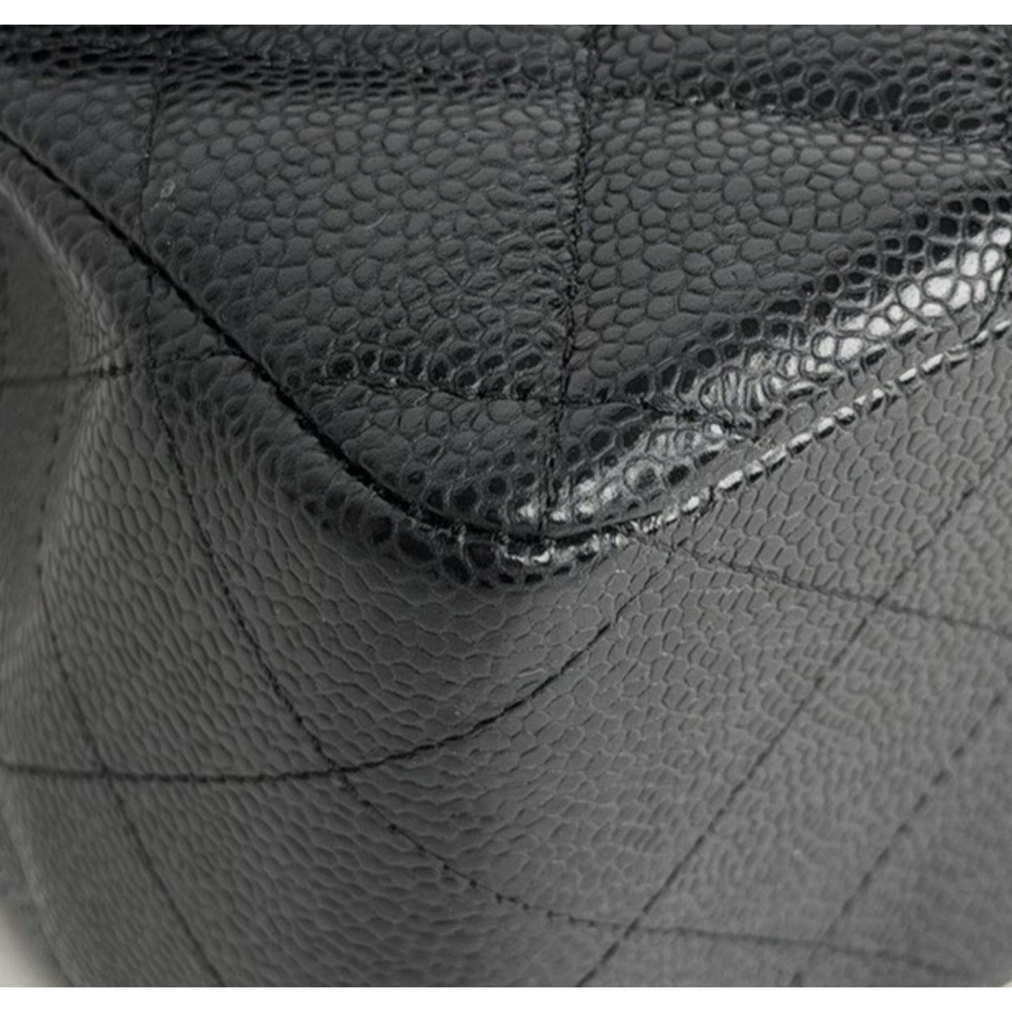 Chanel Classic Double Flap Jumbo Shoulder Bag Black Caviar Leather NFC F1