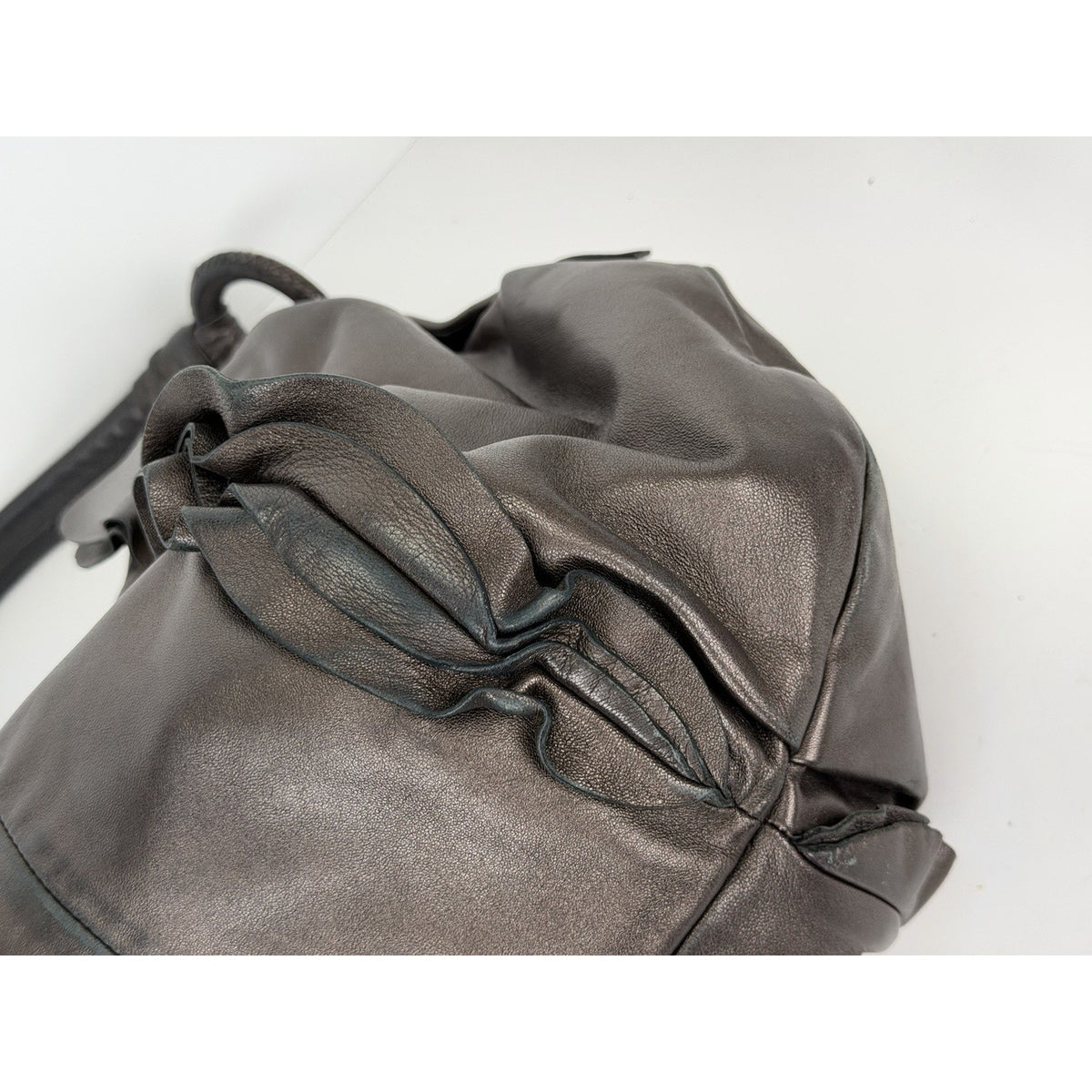 Prada Nappa PM Shoulder Bag in Brown Ruffle Leather S02
