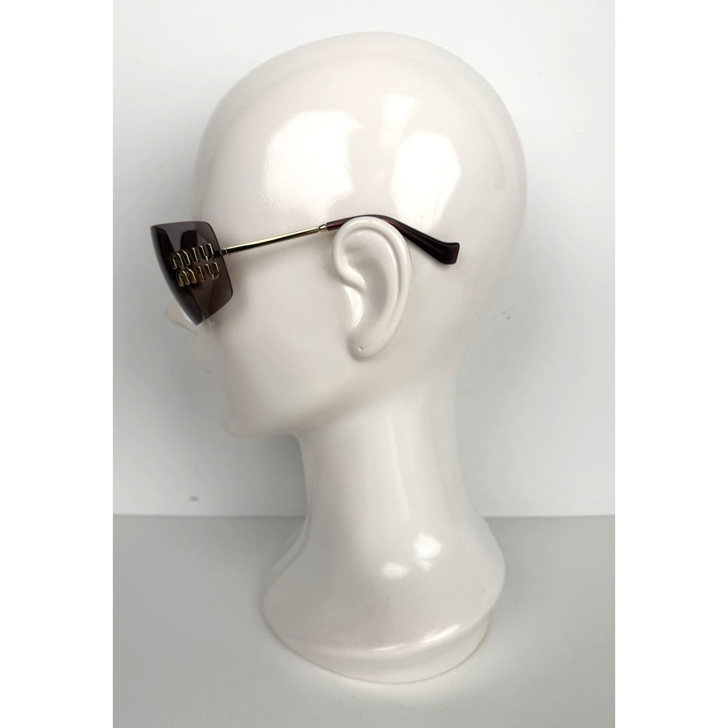 Miu Miu Aube MU 54YS Sunglasses in Gold-Tone Frame & Mauve Lenses S