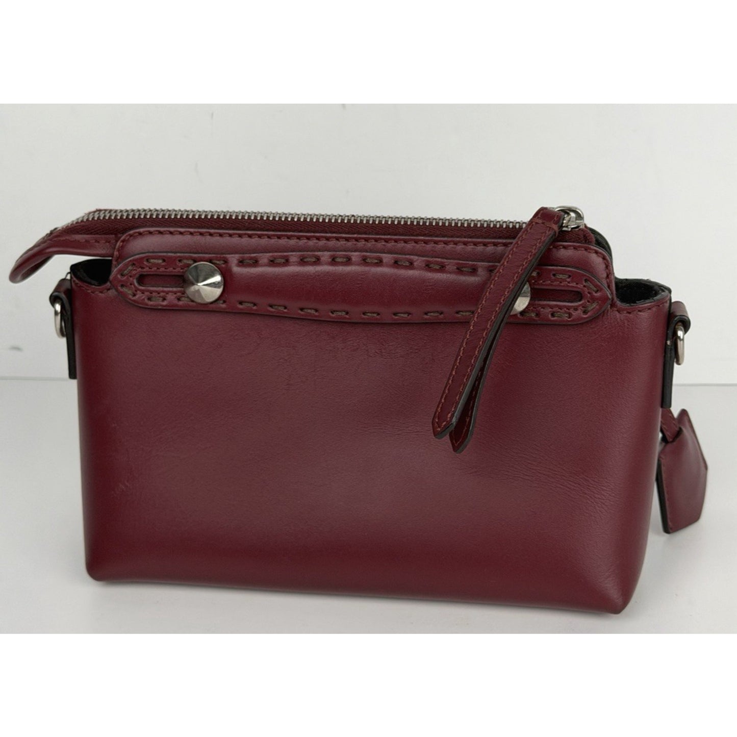 Fendi By The Way Shoulder Bag Small Rich Burgundy Leather & Bold Logo S15