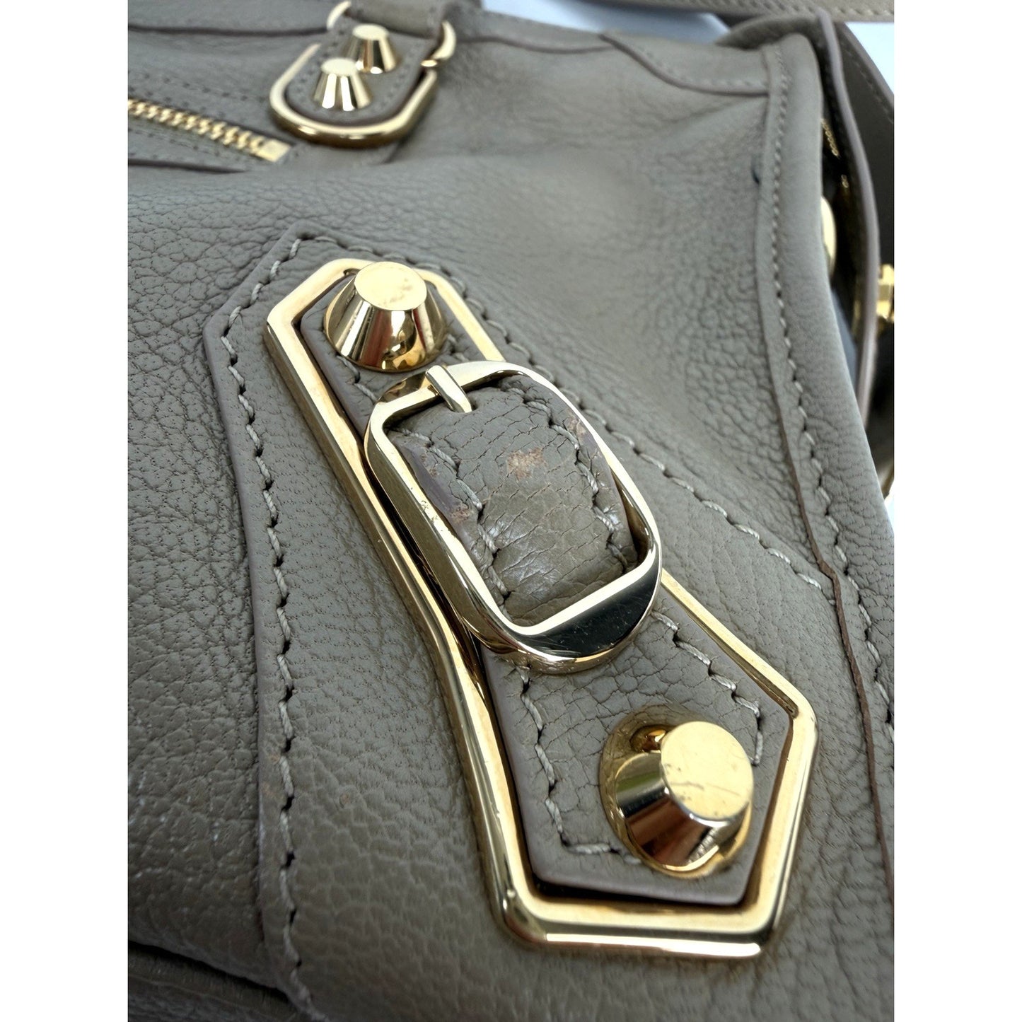 Balenciaga Metallic Edge City Bag Small in Beige Leather with Gold Hardware B-1
