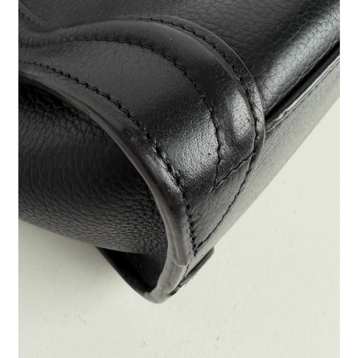 Celine Nano Luggage Bag in Black Structured Calfskin Leather S07