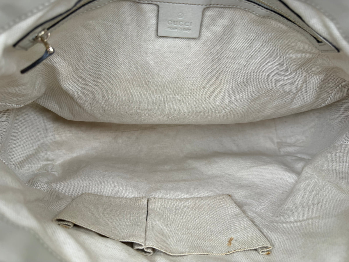 Gucci Mayfair Tote Bag in Off-White Guccissima Monogram Leather YU-3
