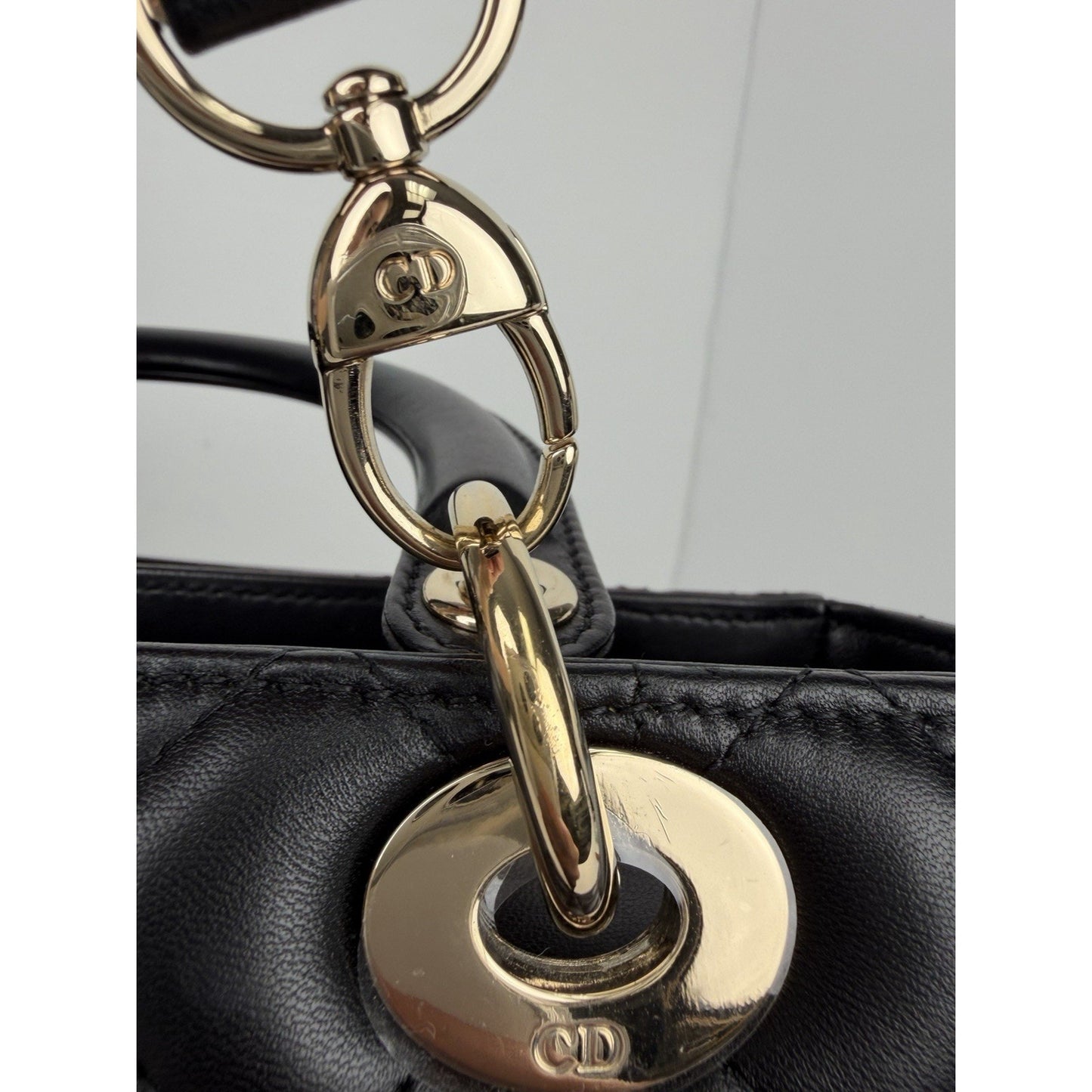 Christian Dior Medium Lady Dior Shoulder Bag in Black Lambskin Leather 2021 C6