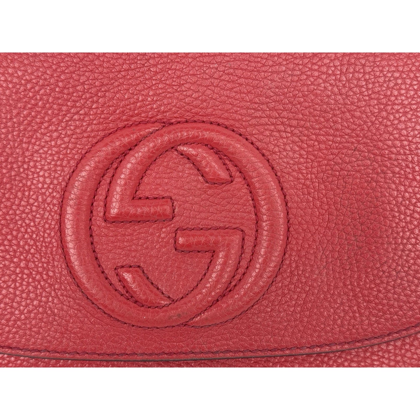 Gucci Soho Red Leather Medium Crossbody Bag with Chain Strap
