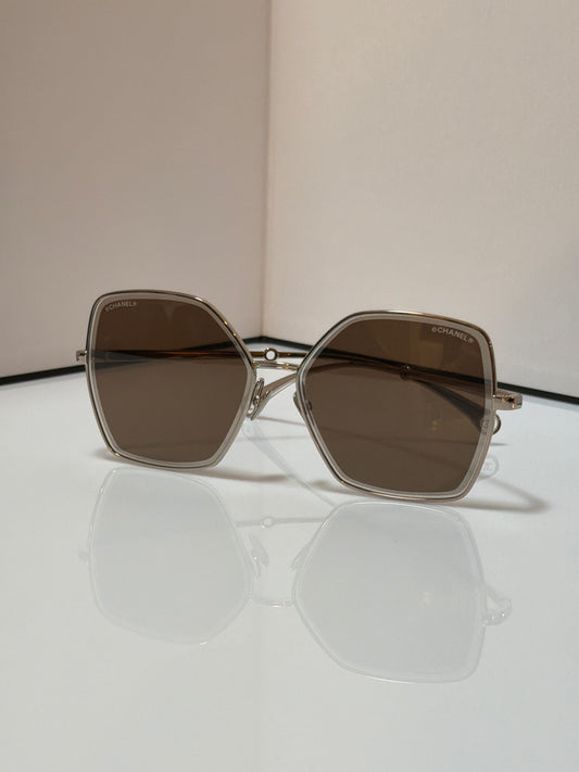 Chanel Silver Tone/Brown 4262 Butterfly Pearl Sunglasses