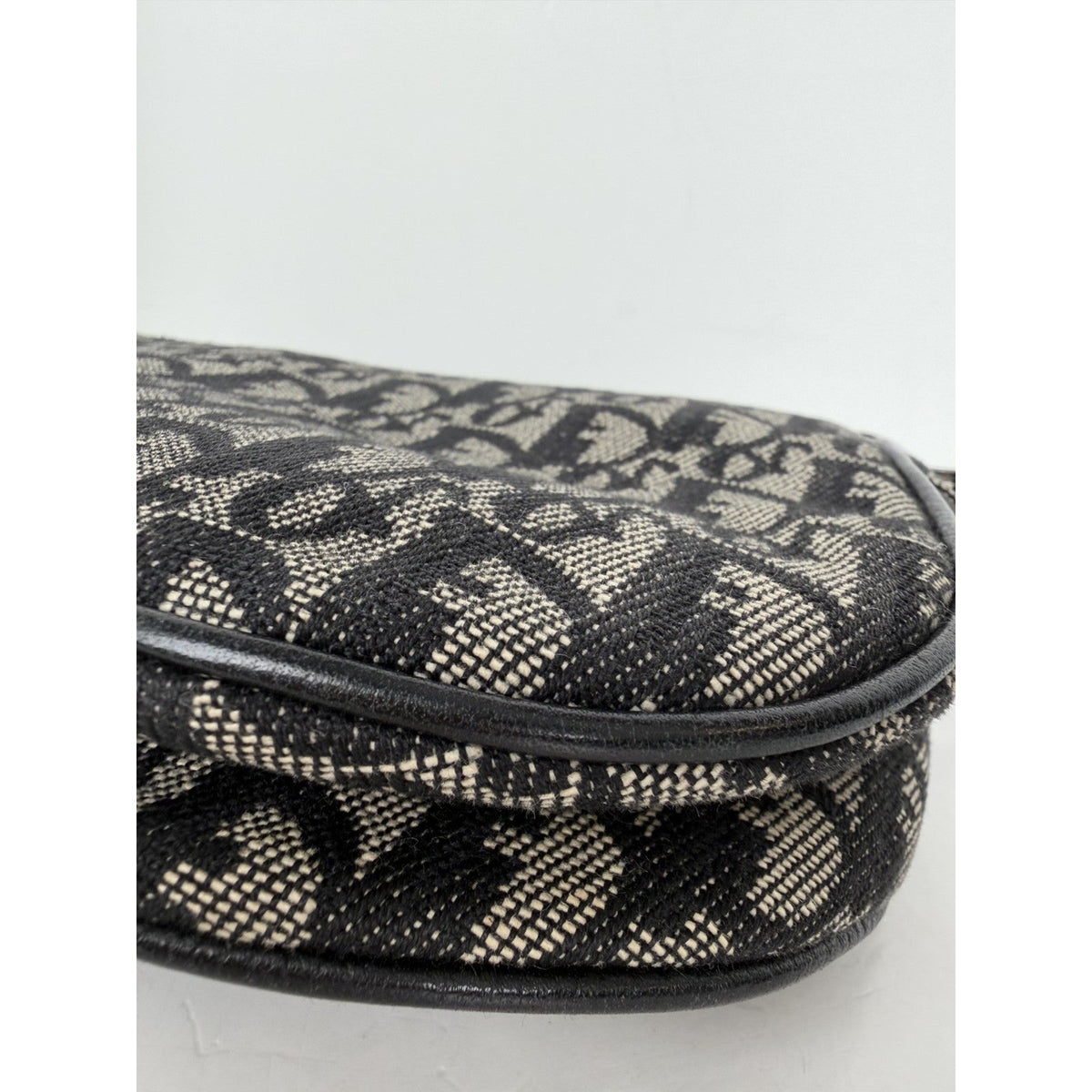 Christian Dior Double Saddle Medium Shoulder Bag in Black Monogram Canvas D1