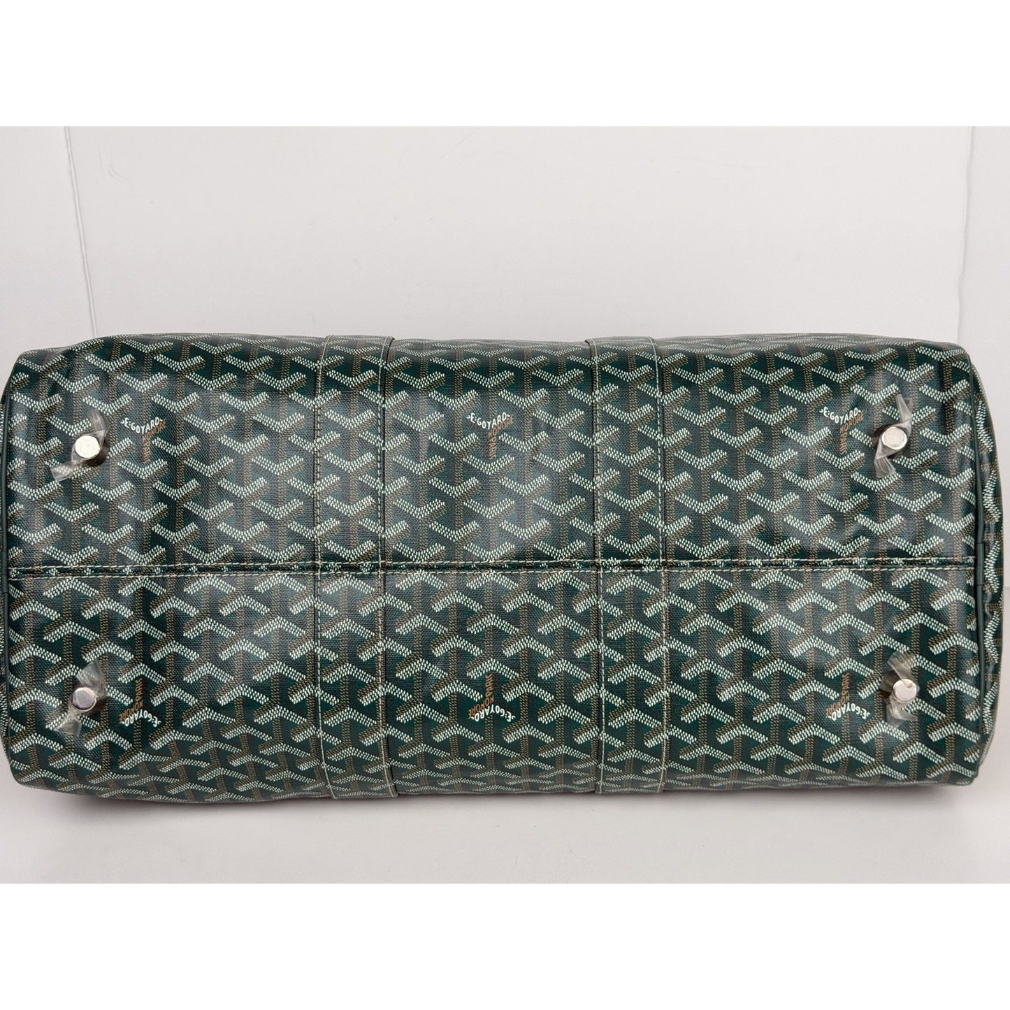 Goyard Boston 45 Travel Bag in Green Goyardine Canvas with Leather Trim