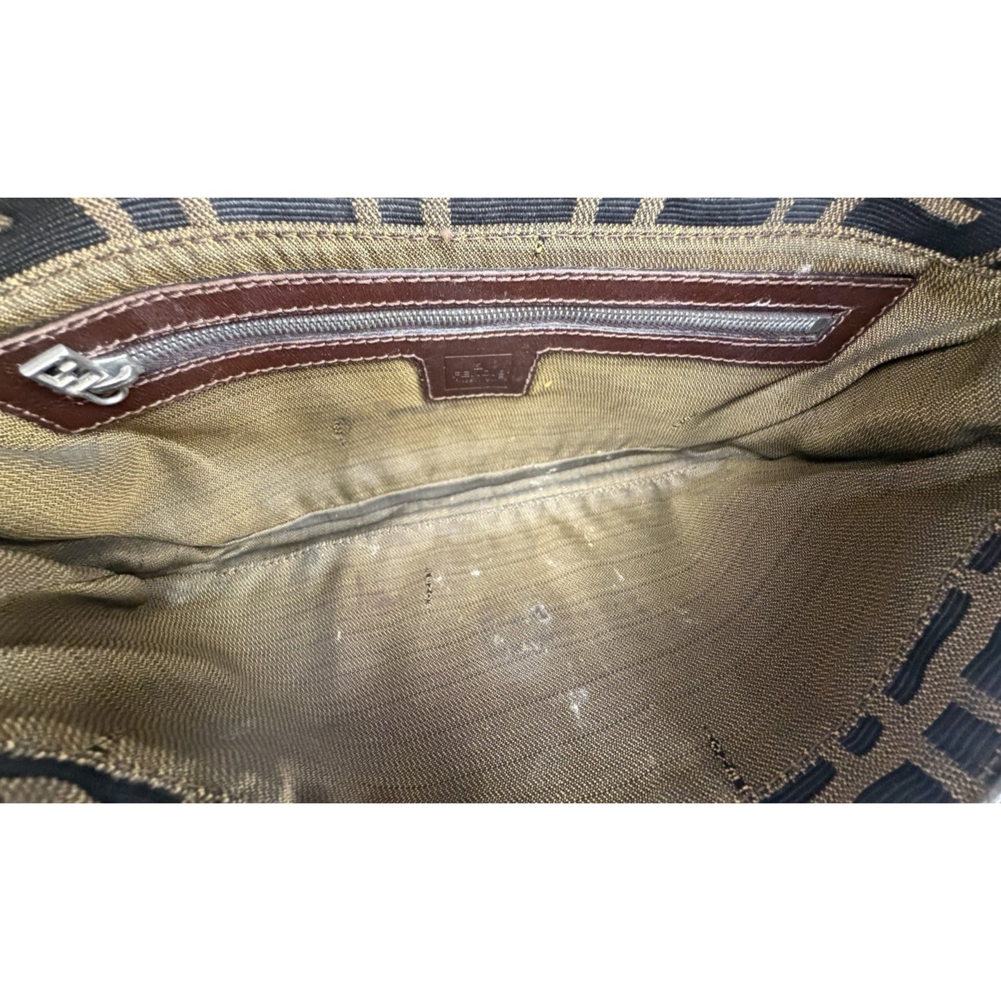 Fendi Zucca Mini Mamma Baguette Shoulder Bag in Brown FF Logo Canvas S
